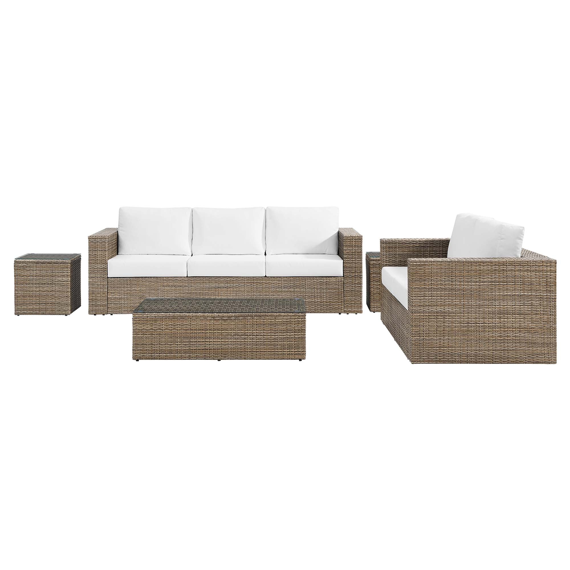 5-Piece Cappuccino White Wicker Rattan Patio Furniture Set - Image 10