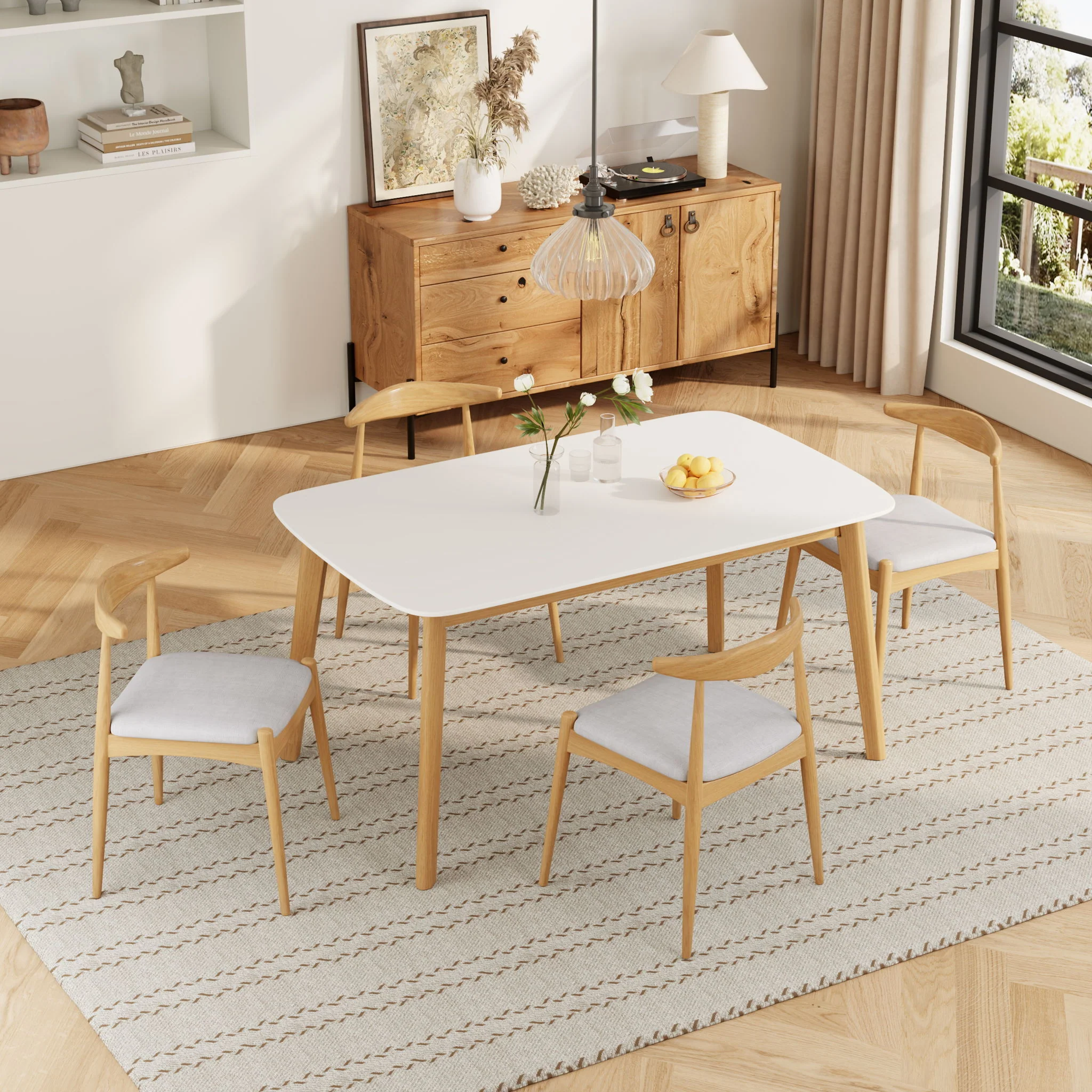 5 Piece Dining Set With Upholstered Chairs - Image 4