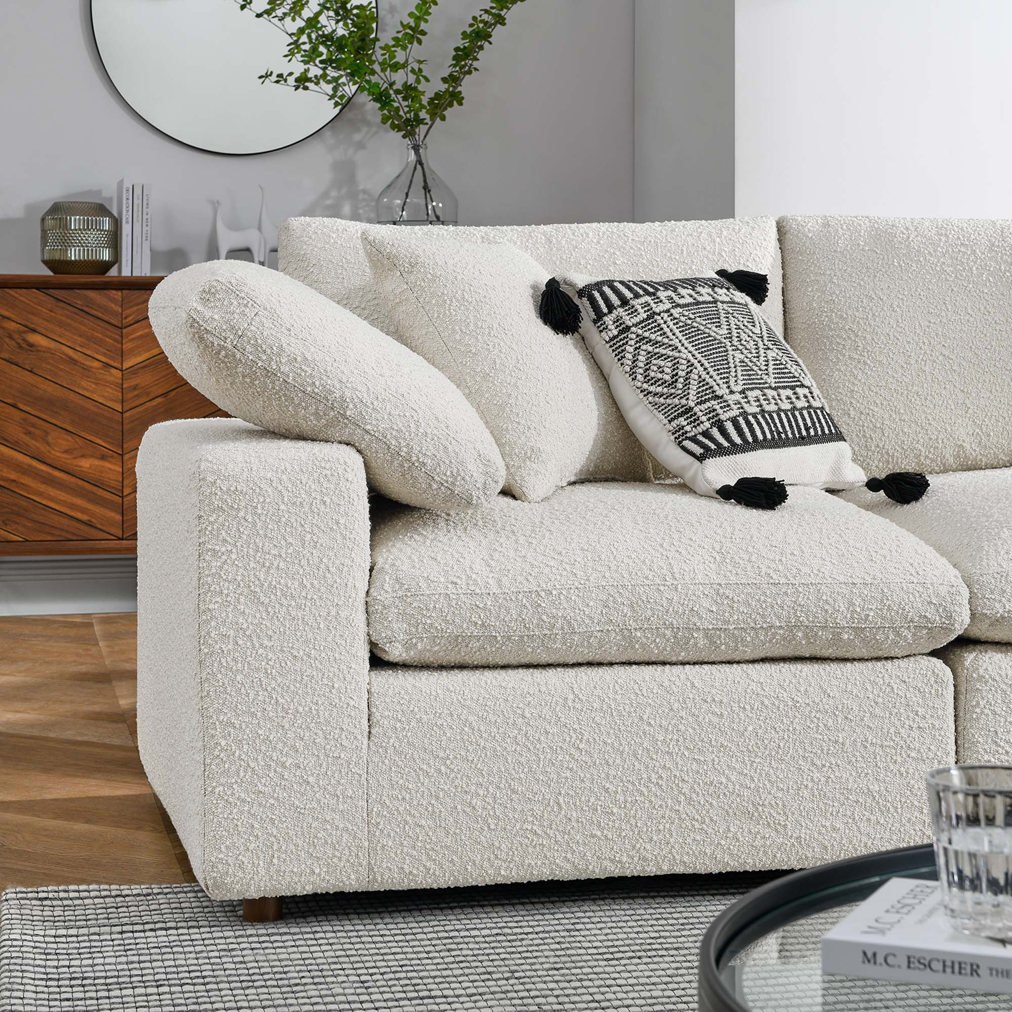 5-Piece Down Filled Overstuffed Boucle Sectional Sofa - 120 Inch - Image 3