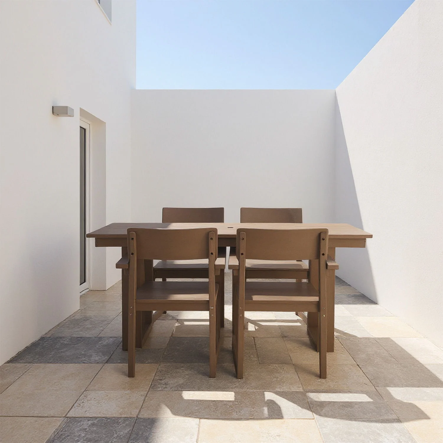 5 Piece Outdoor Dining Set, Table With Umbrella Hole And 4 Armrest Chairs - Image 10