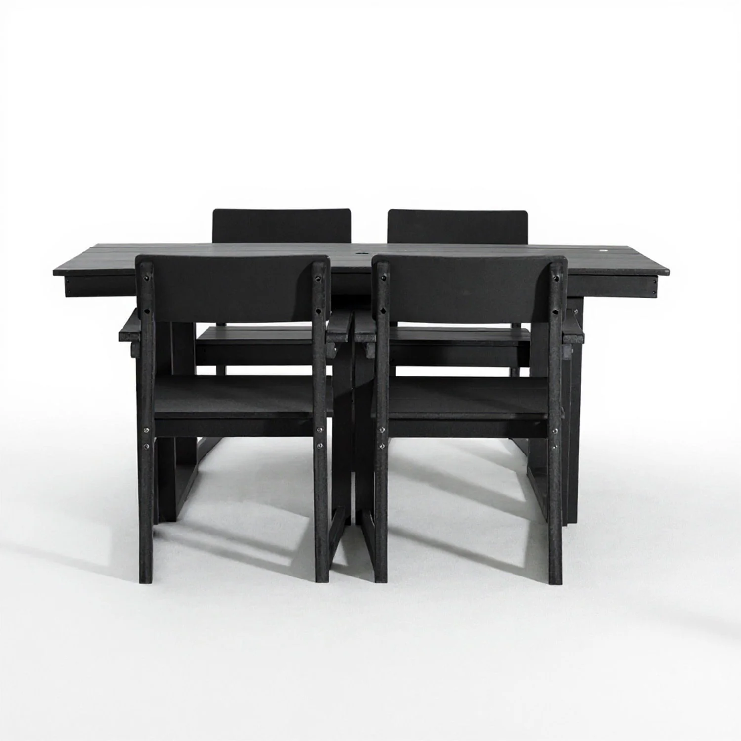 5 Piece Outdoor Dining Set, Table With Umbrella Hole And 4 Armrest Chairs - Image 6