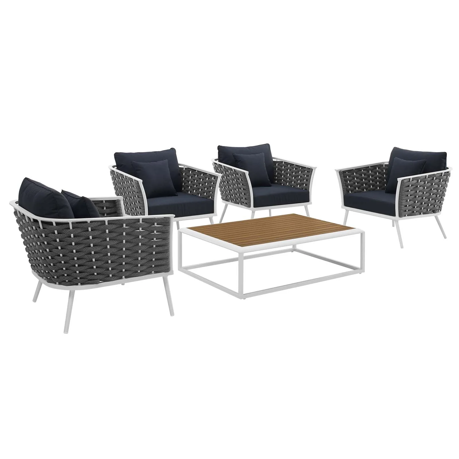 5-Piece Outdoor Patio Aluminum Sectional Sofa Set with Modular Seating for Patio