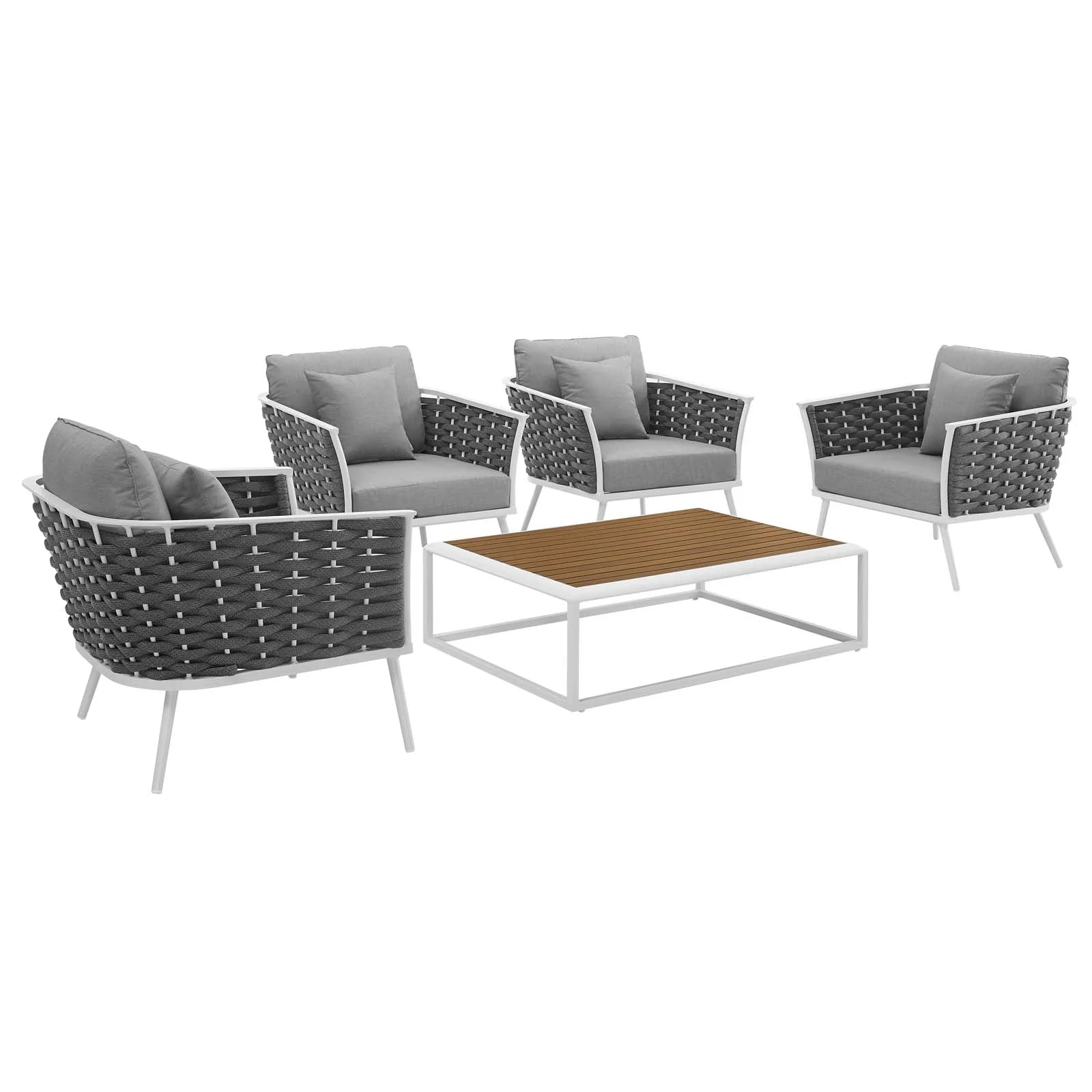 5-Piece Outdoor Patio Aluminum Sectional Sofa Set with Modular Seating for Patio - Image 19