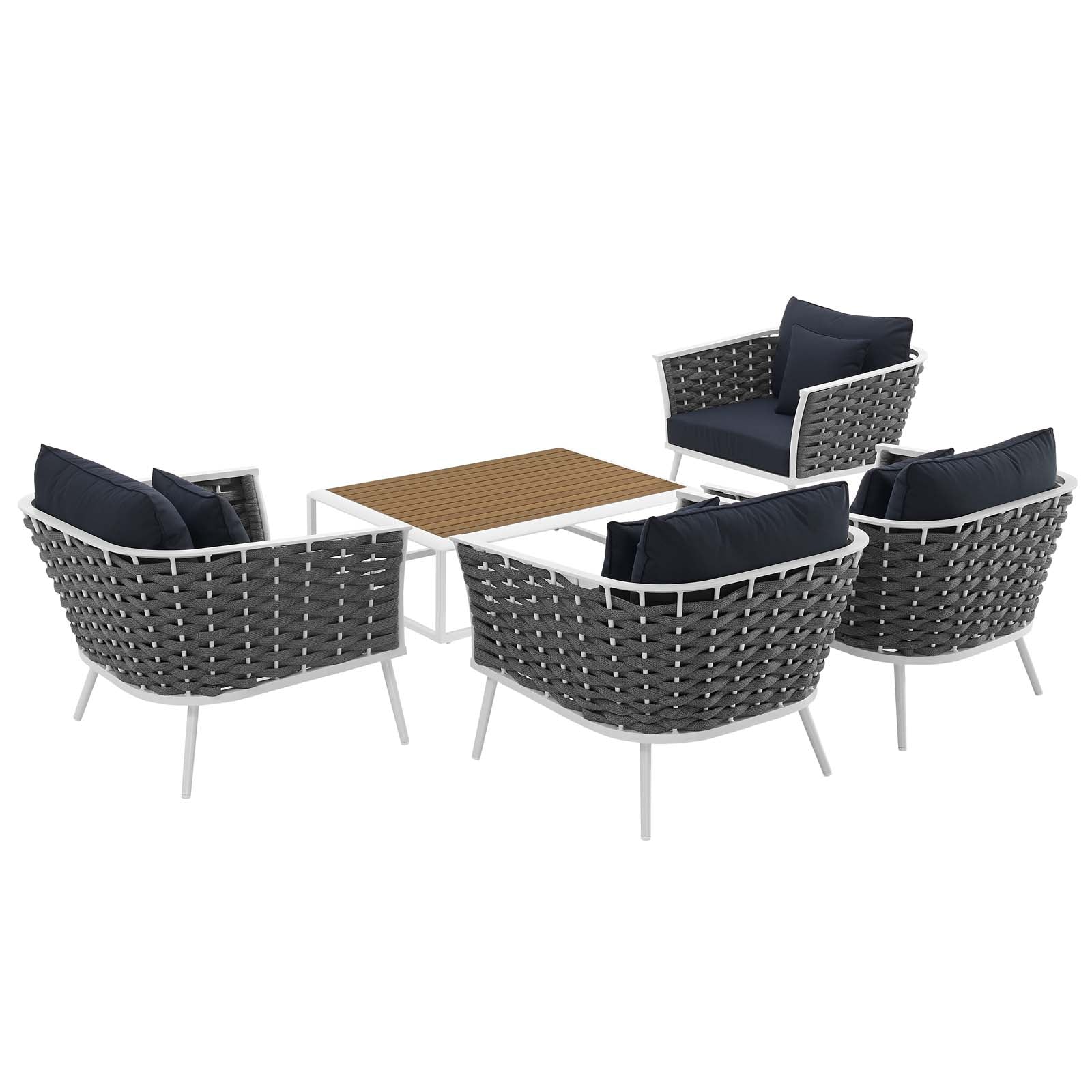 5-Piece Outdoor Patio Aluminum Sectional Sofa Set with Modular Seating for Patio - Image 6
