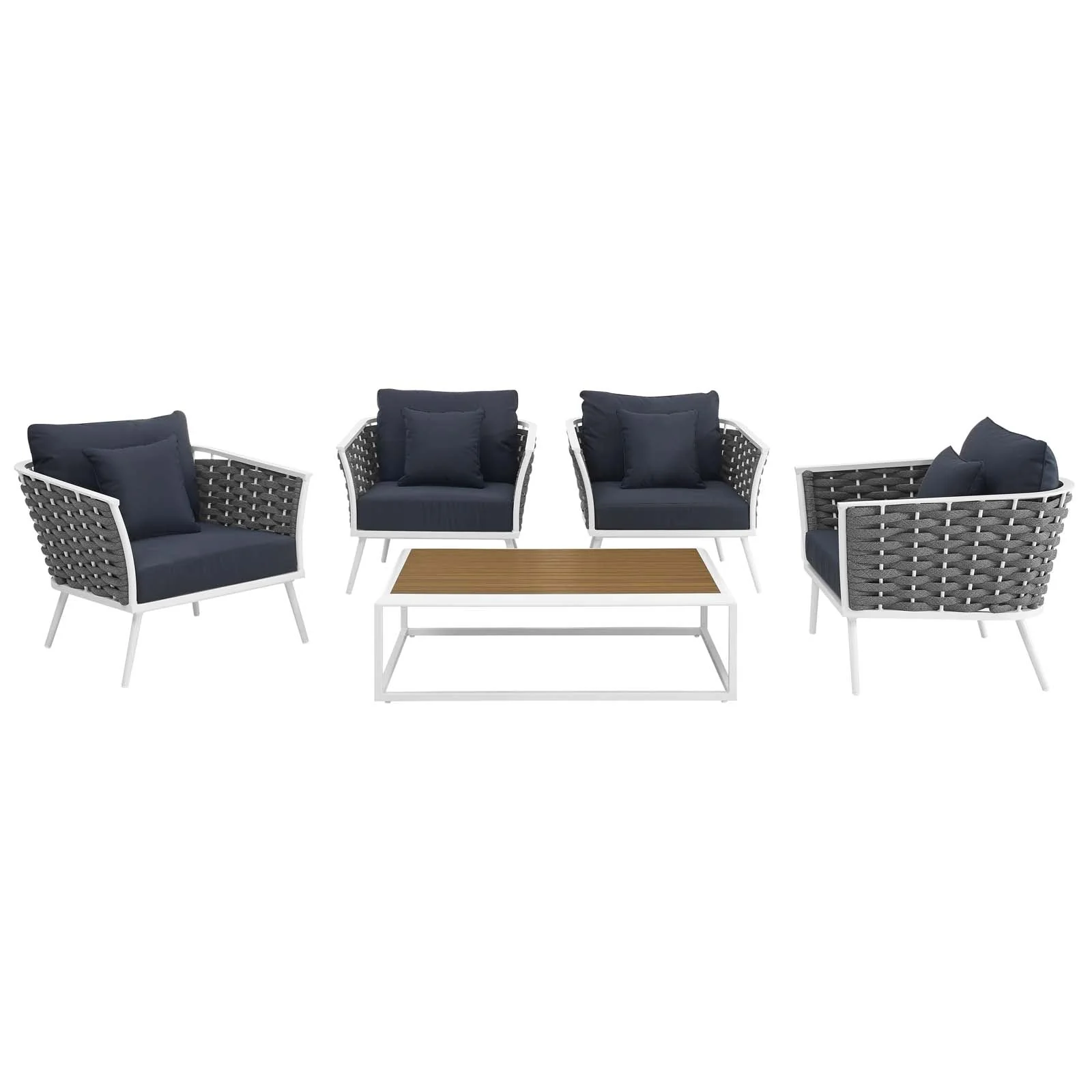 5-Piece Outdoor Patio Aluminum Sectional Sofa Set with Modular Seating for Patio - Image 7