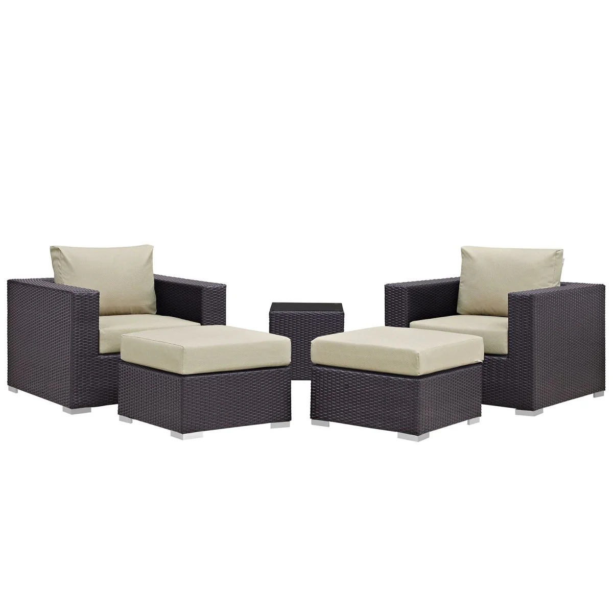 5-Piece Outdoor Patio Rattan Aluminum Sectional Sofa Set