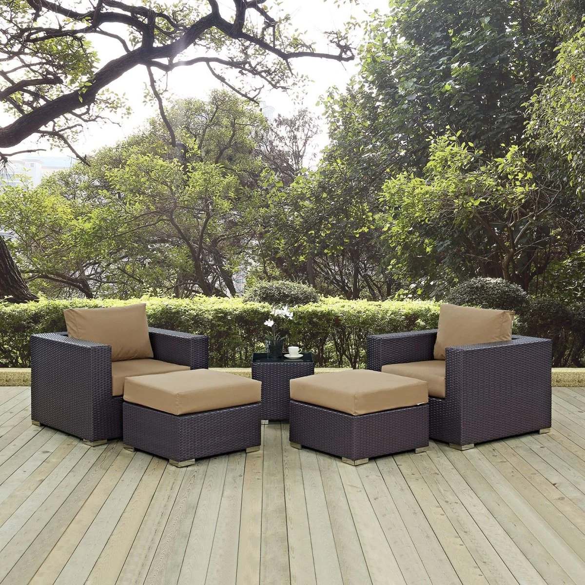 5-Piece Outdoor Patio Rattan Aluminum Sectional Sofa Set - Image 14