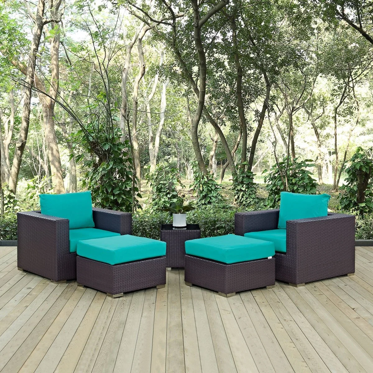 5-Piece Outdoor Patio Rattan Aluminum Sectional Sofa Set - Image 21
