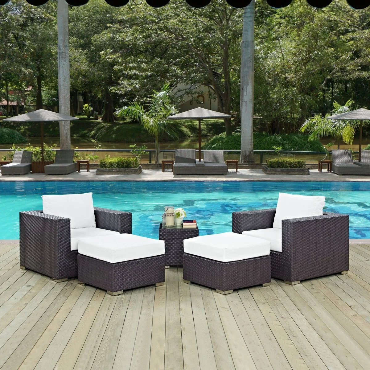 5-Piece Outdoor Patio Rattan Aluminum Sectional Sofa Set - Image 28