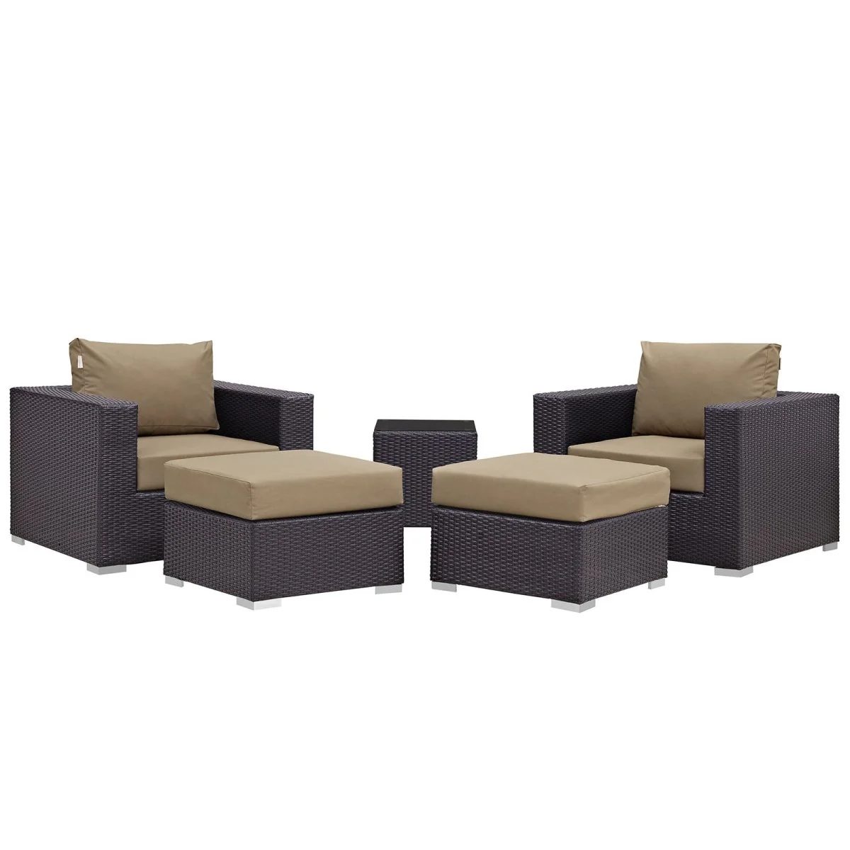 5-Piece Outdoor Patio Rattan Aluminum Sectional Sofa Set - Image 8