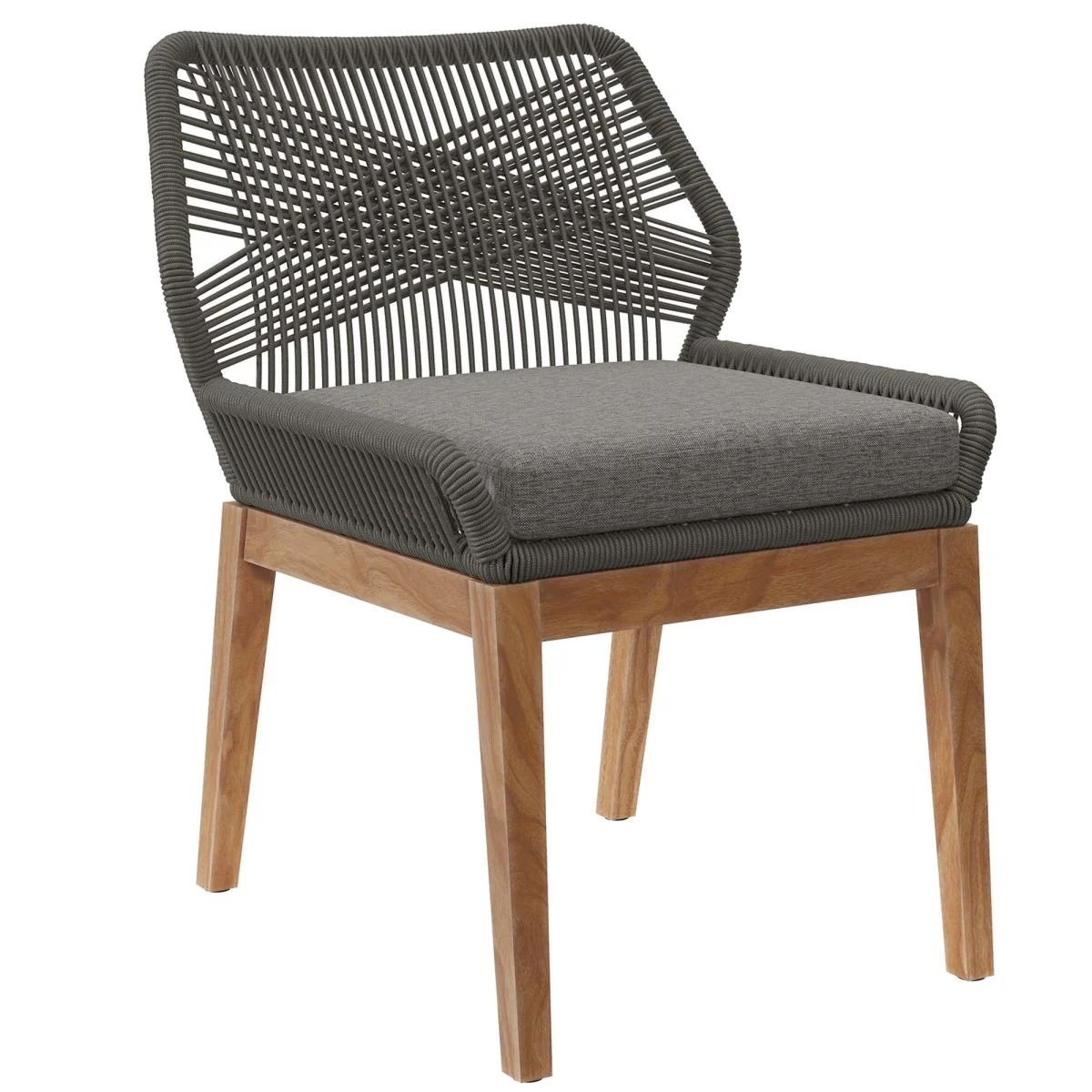 5 Piece Outdoor Patio Teak Dining Set – Rope Chairs with Round Teak Dining Table - Image 19