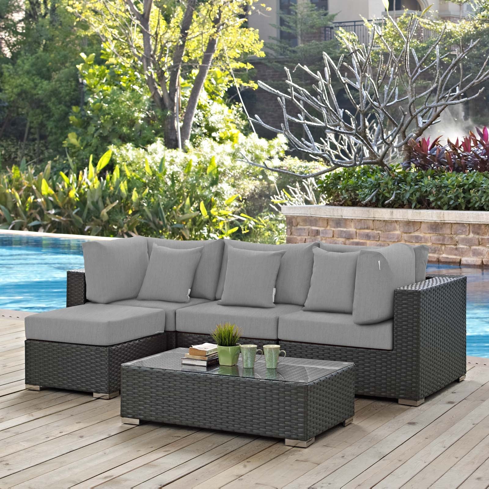 5-Piece Outdoor Sunbrella Fabric Patio Sectional Set - Image 13