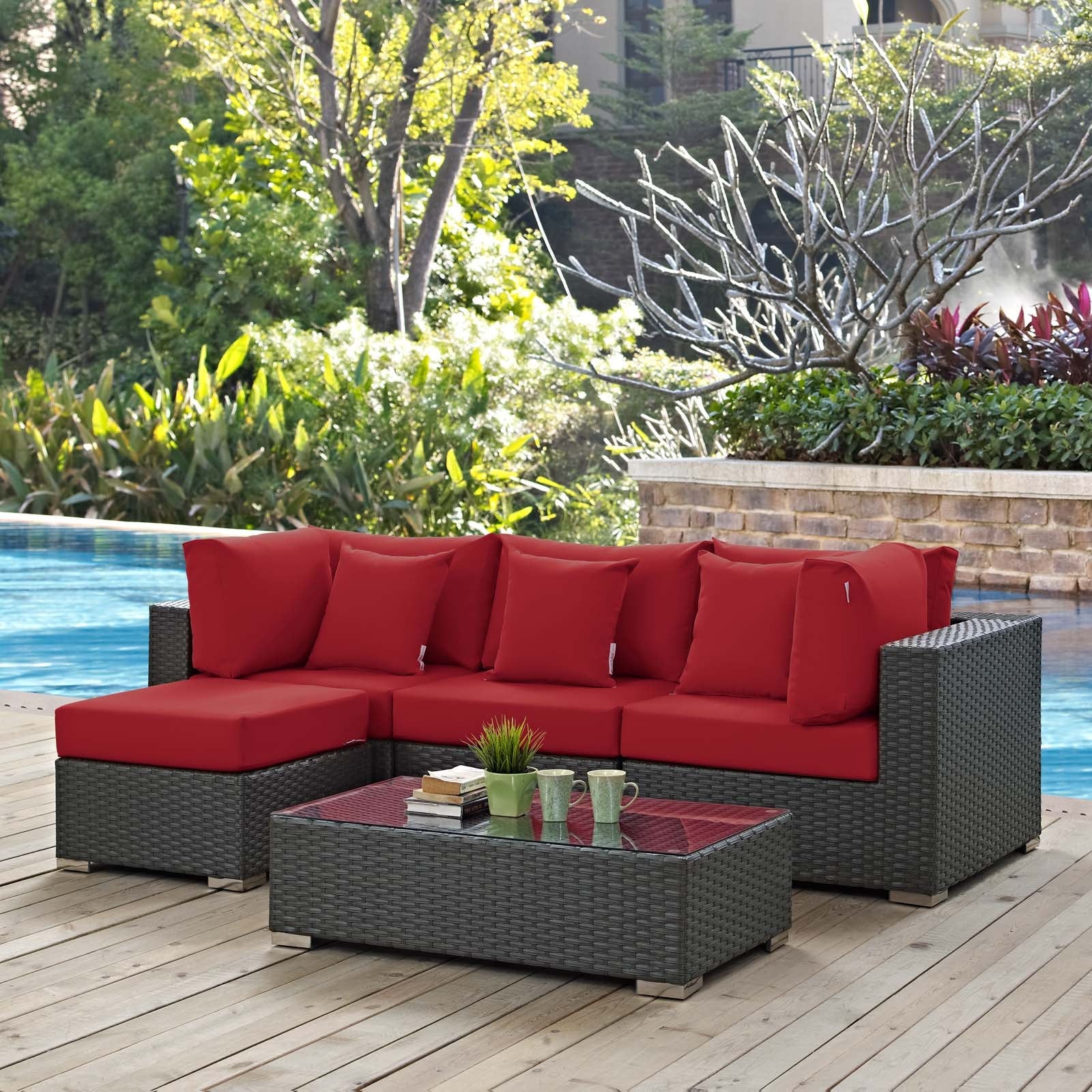 5-Piece Outdoor Sunbrella Fabric Patio Sectional Set - Image 20