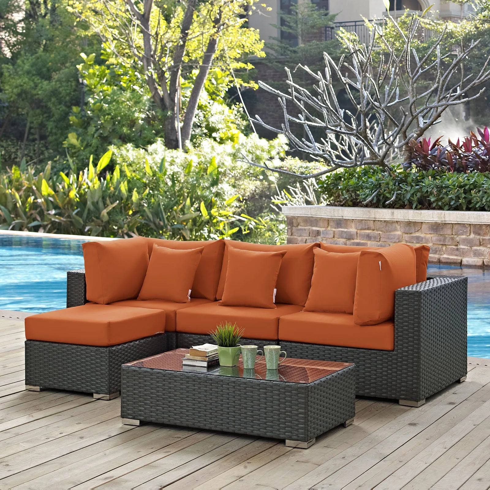 5-Piece Outdoor Sunbrella Fabric Patio Sectional Set - Image 25