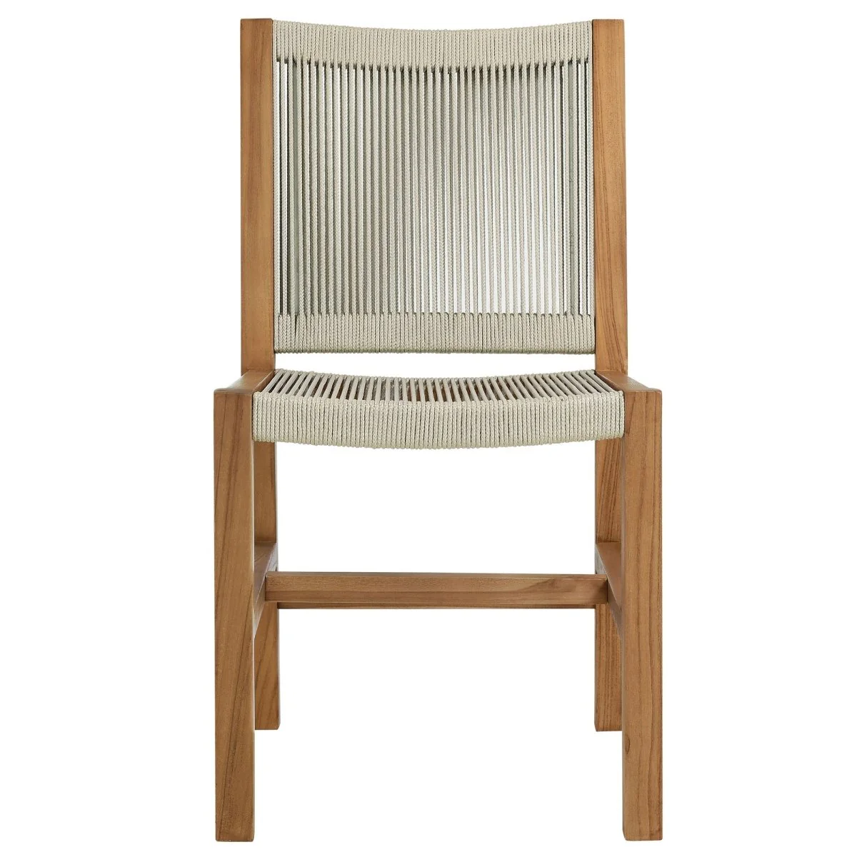 5-Piece Outdoor Teak and Rope Dining Set with Armless Chairs for Patio and Garden - Image 8