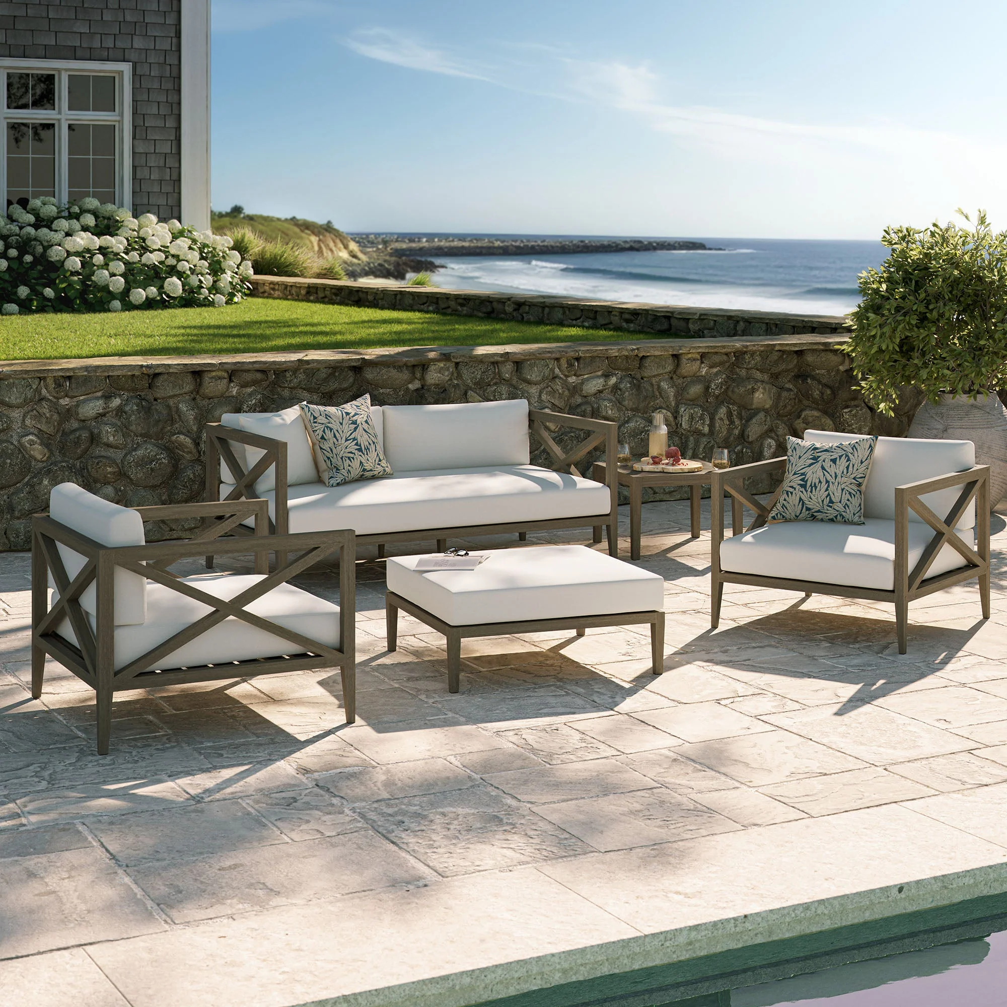 5-Piece Outdoor Teak Wood Patio Seating Set - Image 9