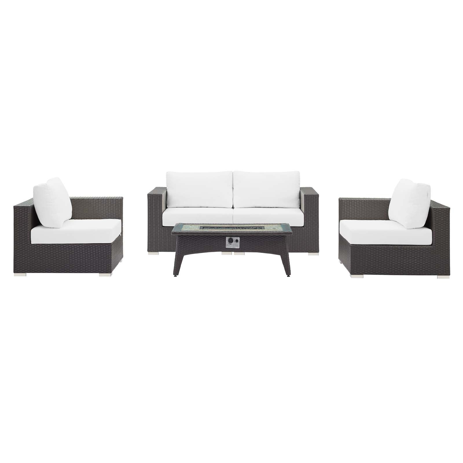 5-Piece Outdoor Wicker Patio Seating Set with Fire Pit Table - Image 39