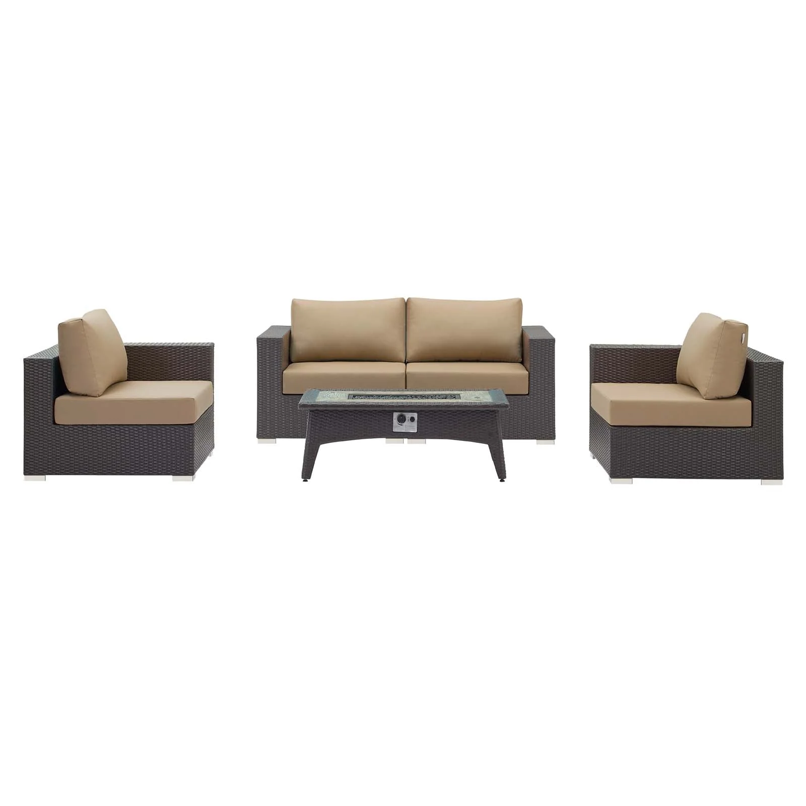 5-Piece Outdoor Wicker Patio Seating Set with Fire Pit Table - Image 7