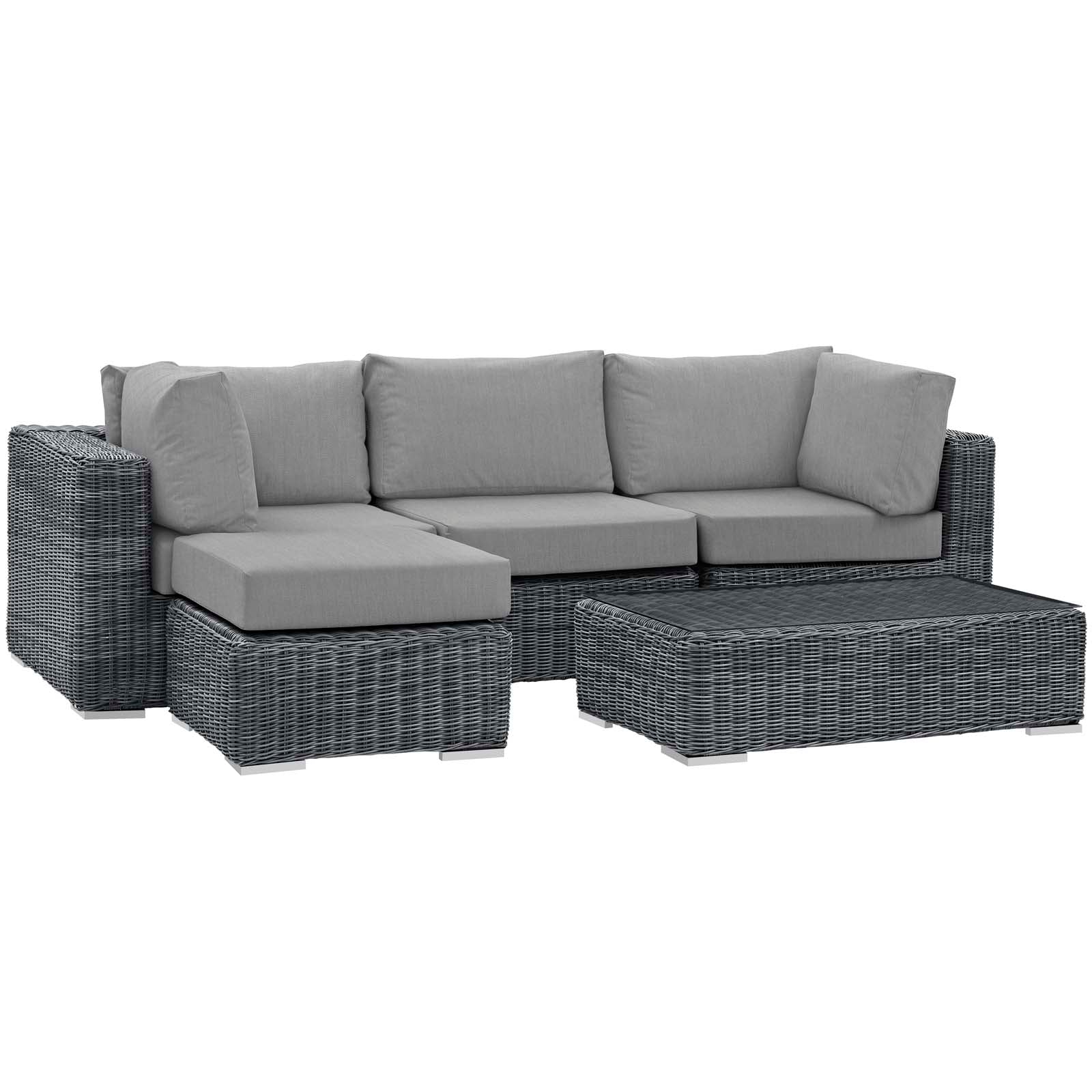 5-Piece Outdoor Wicker Patio Sectional Set with Sunbrella Fabric - Image 8