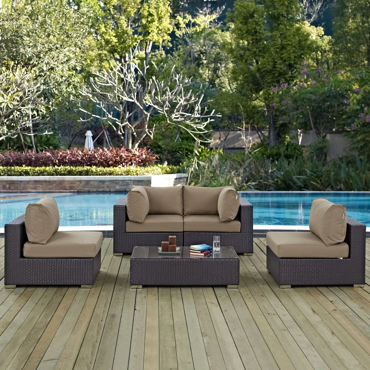 5-Piece Outdoor Woven Patio Sectional Set - Image 10