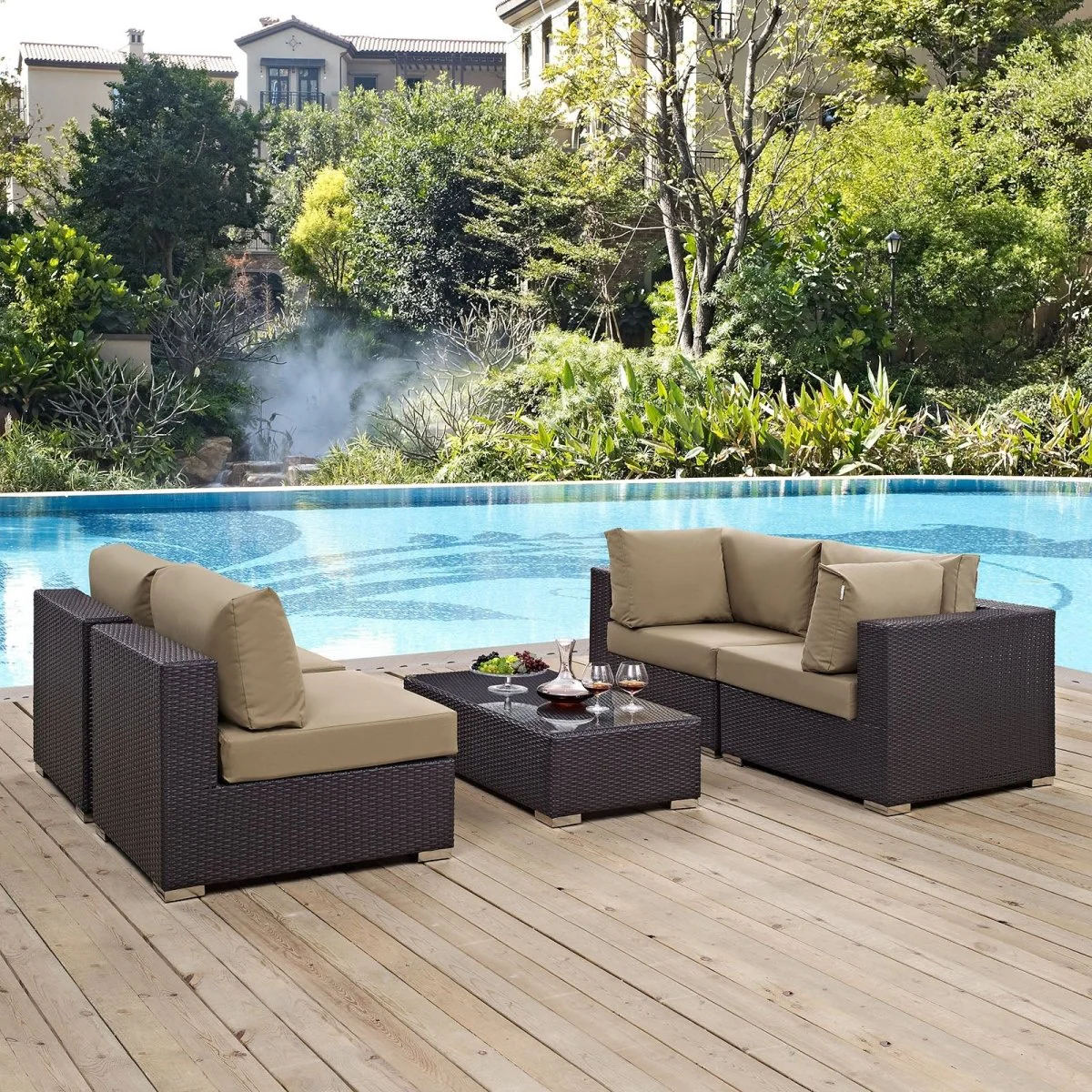 5-Piece Outdoor Woven Patio Sectional Set - Image 16