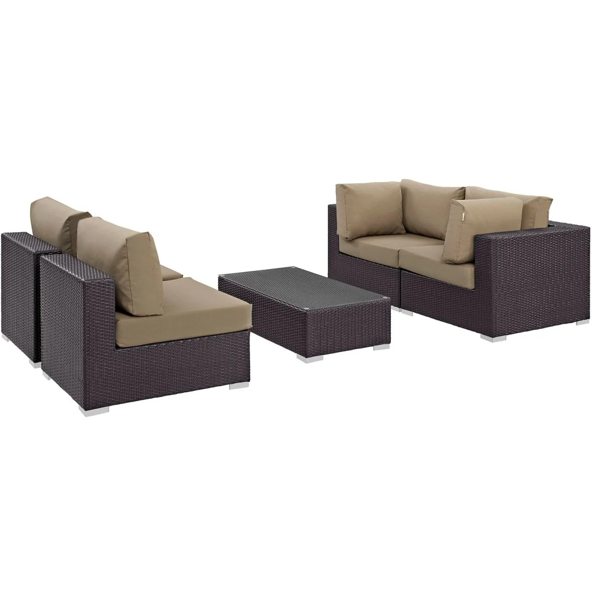 5-Piece Outdoor Woven Patio Sectional Set - Image 9