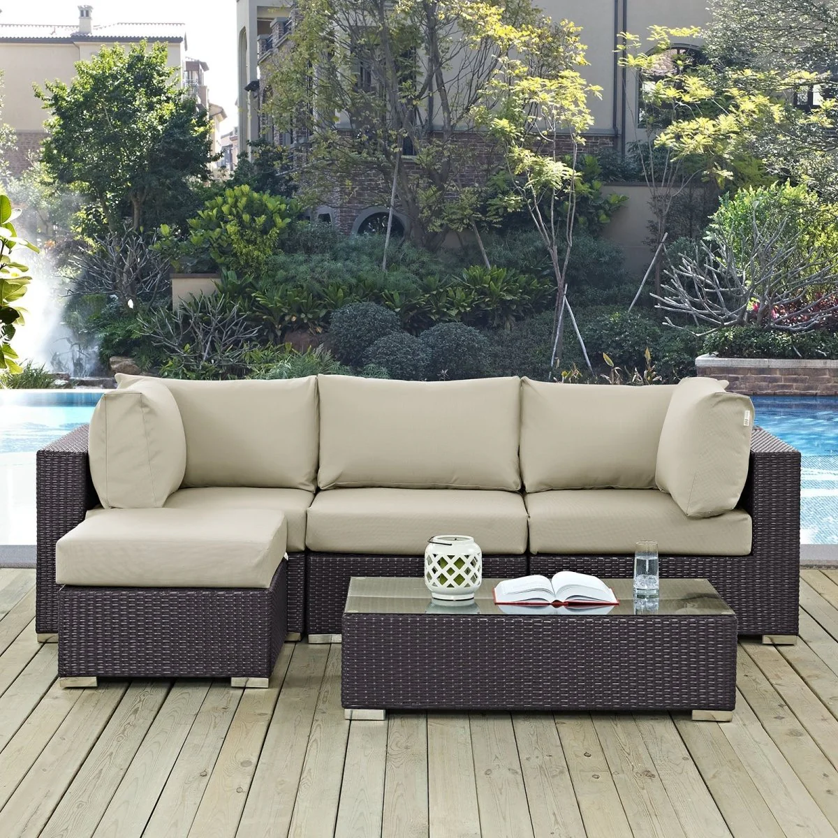 5-Piece Outdoor Woven Patio Sectional Set - Image 8