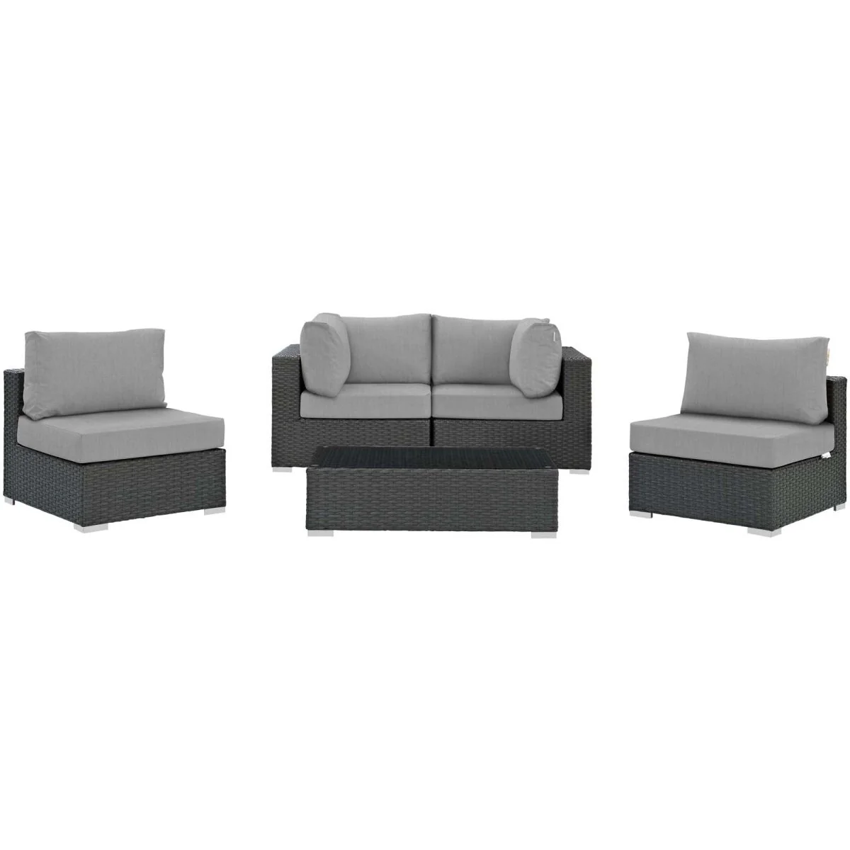 5-Piece Outdoor Woven Patio Sectional Set with Performance Cushions - Image 8