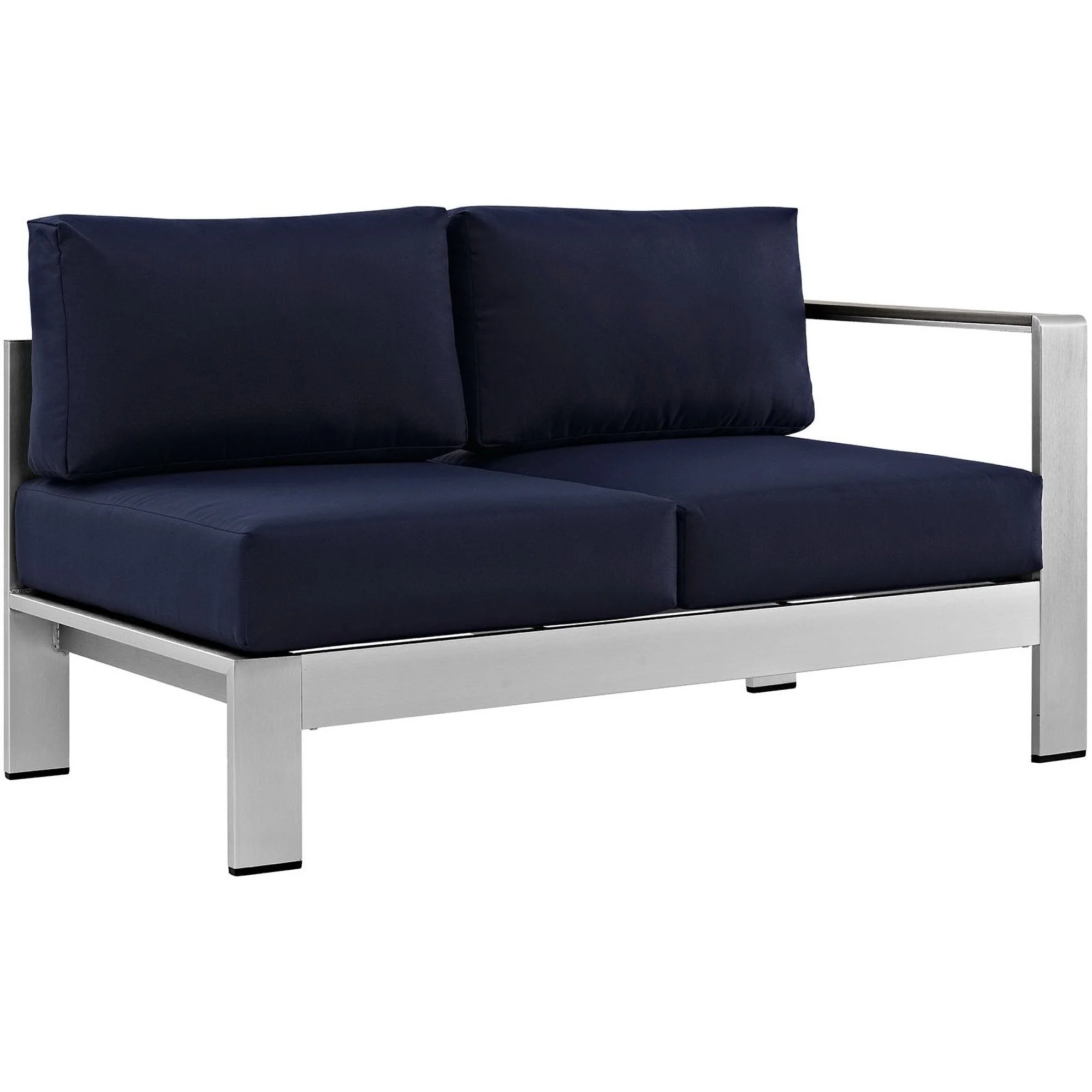 5-Piece Silver Navy Aluminum Outdoor Patio Sectional Sofa Set - Image 3