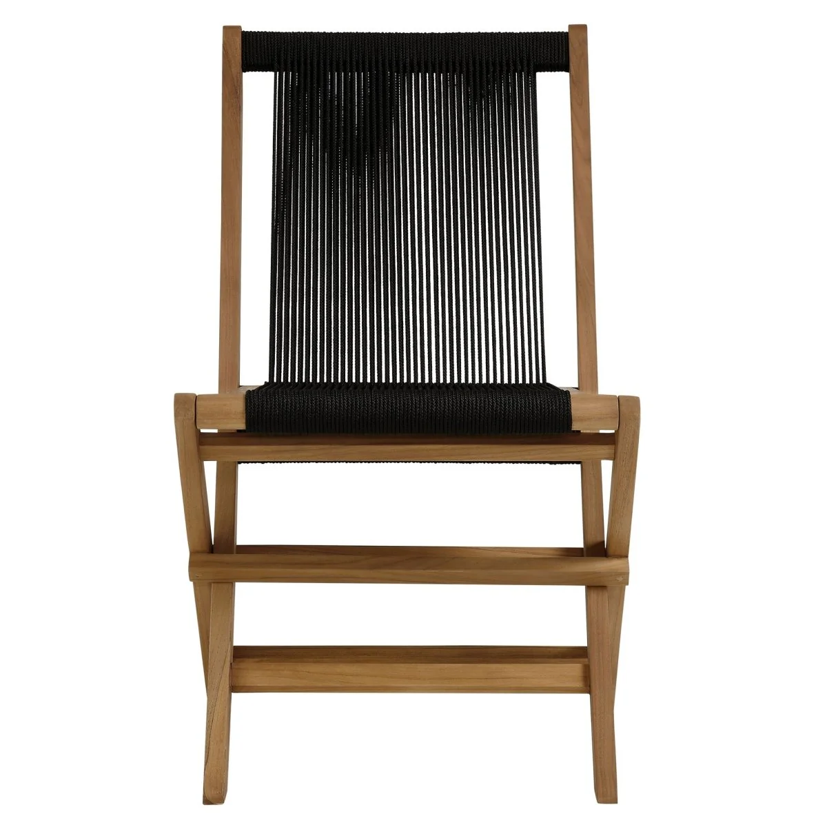 5-Piece Teak Wood Outdoor Dining Set with Rope Folding Chairs for Patio & Garden - Image 22