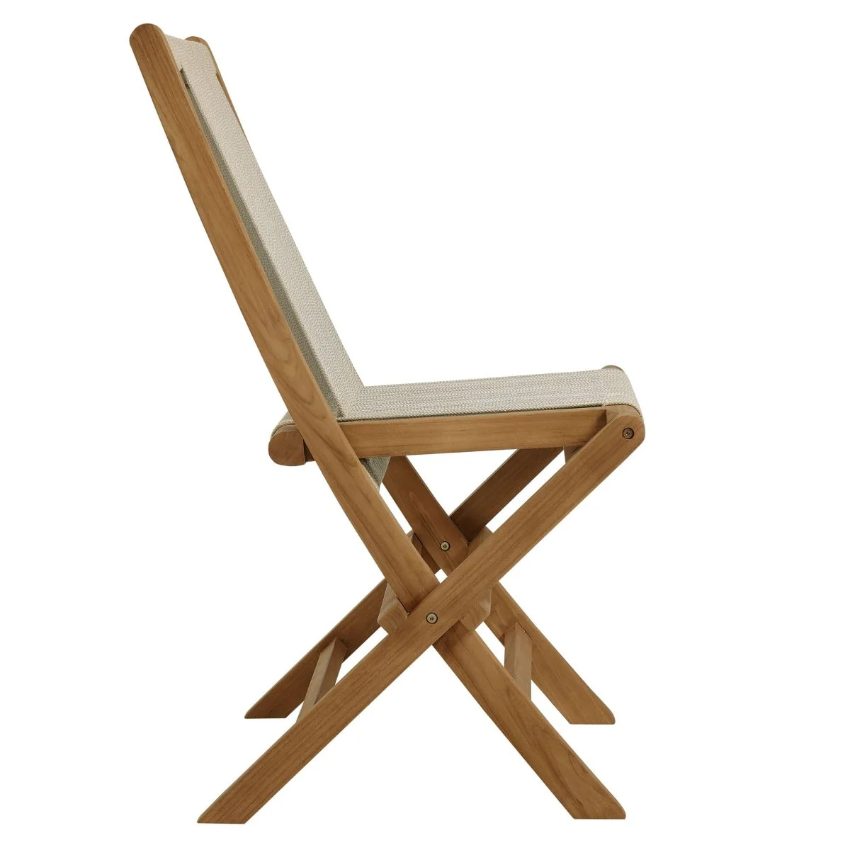 5-Piece Teak Wood Outdoor Dining Set with Rope Folding Chairs for Patio & Garden - Image 7