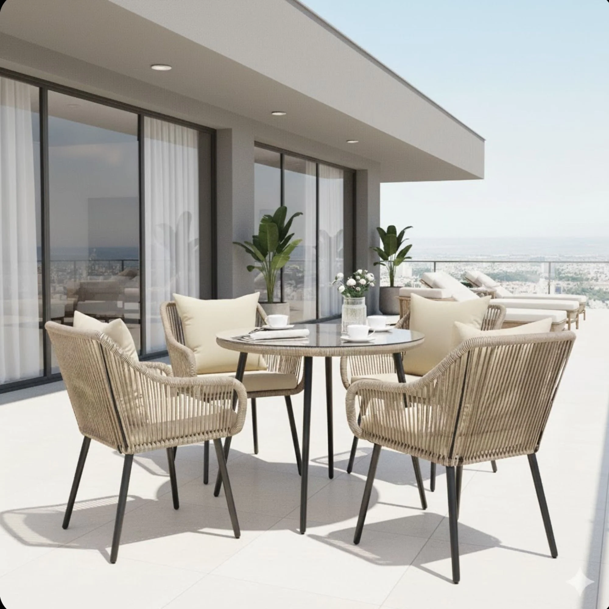 5 Piece Twisted Rattan Patio Dining Set With Table - Image 5