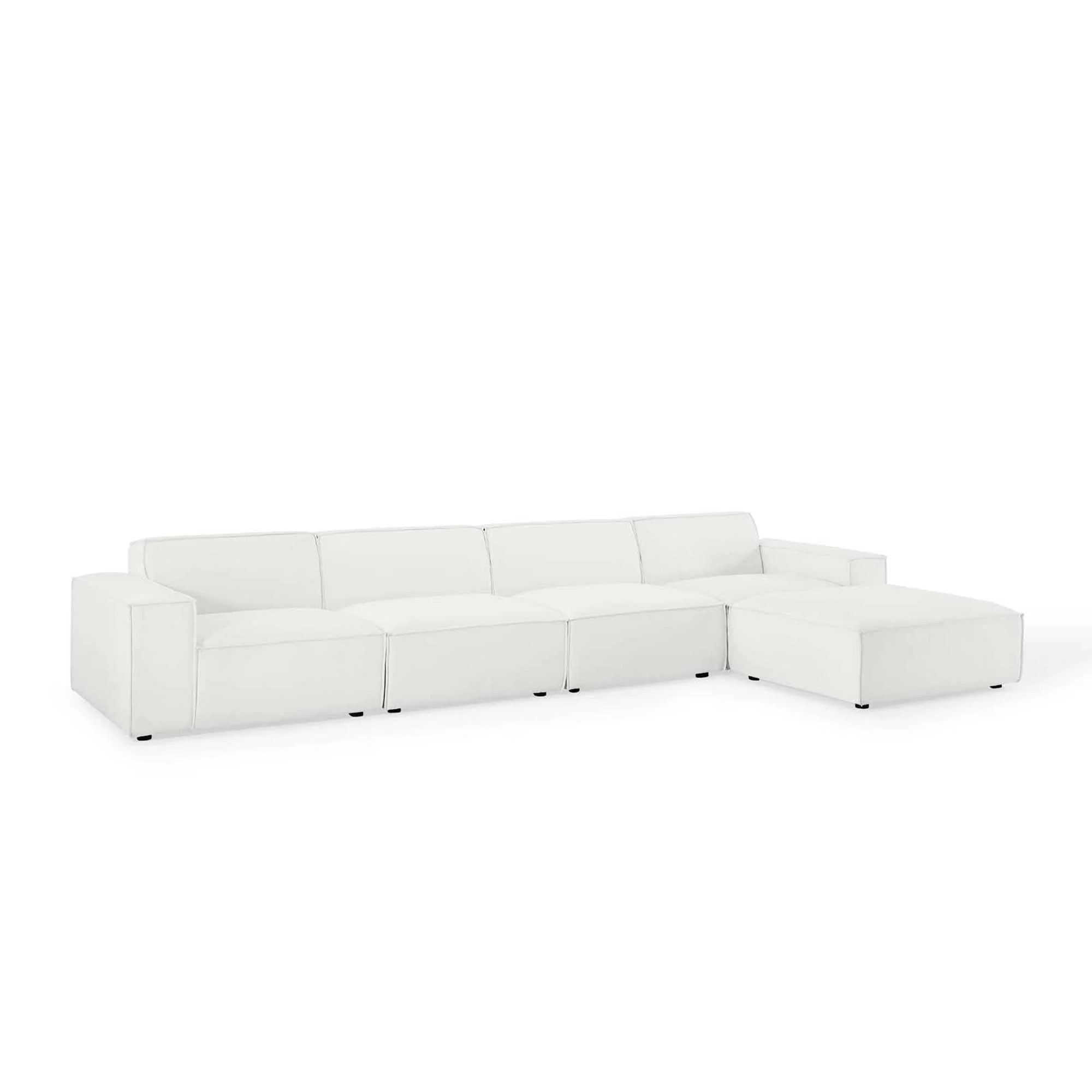 5-Piece Upholstered Fabric French Piping Sectional Sofa 164 Inch - Image 8