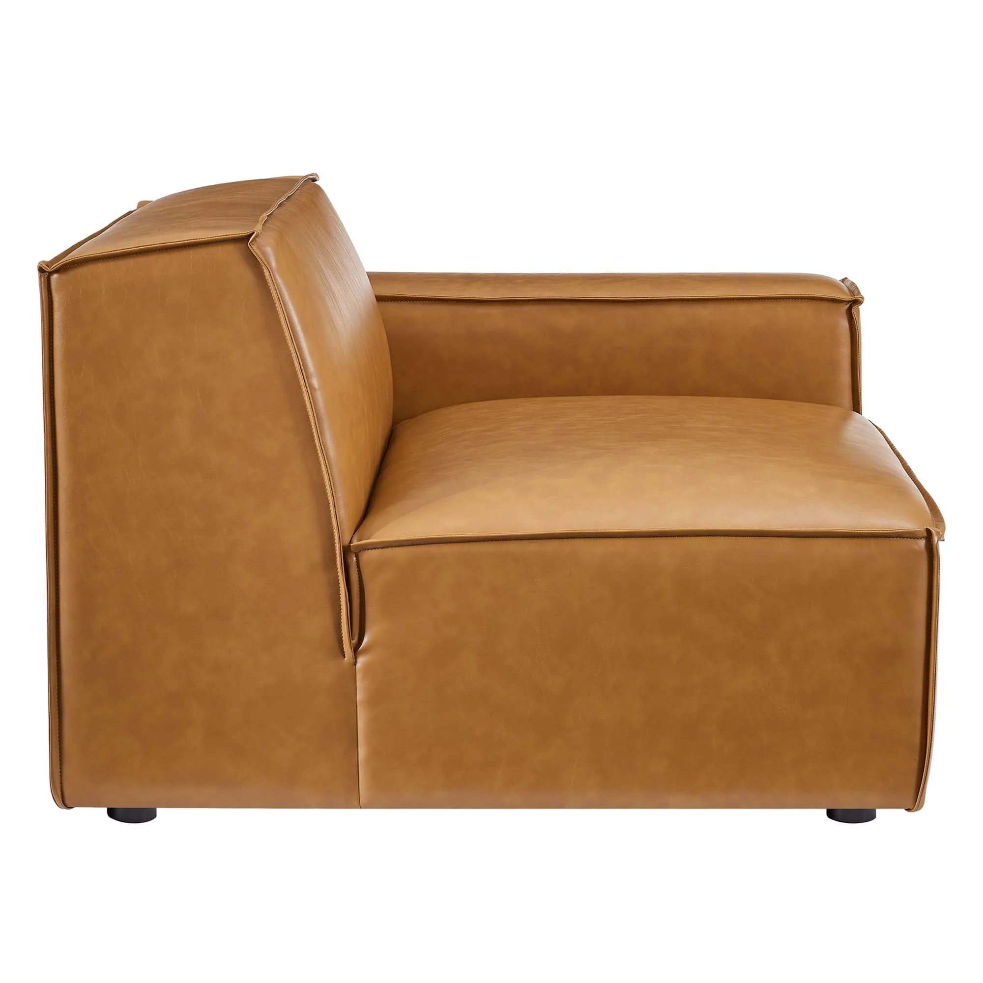 5-Piece Vegan Leather French Piping Sectional Sofa 168 Inch in Tan - Image 6