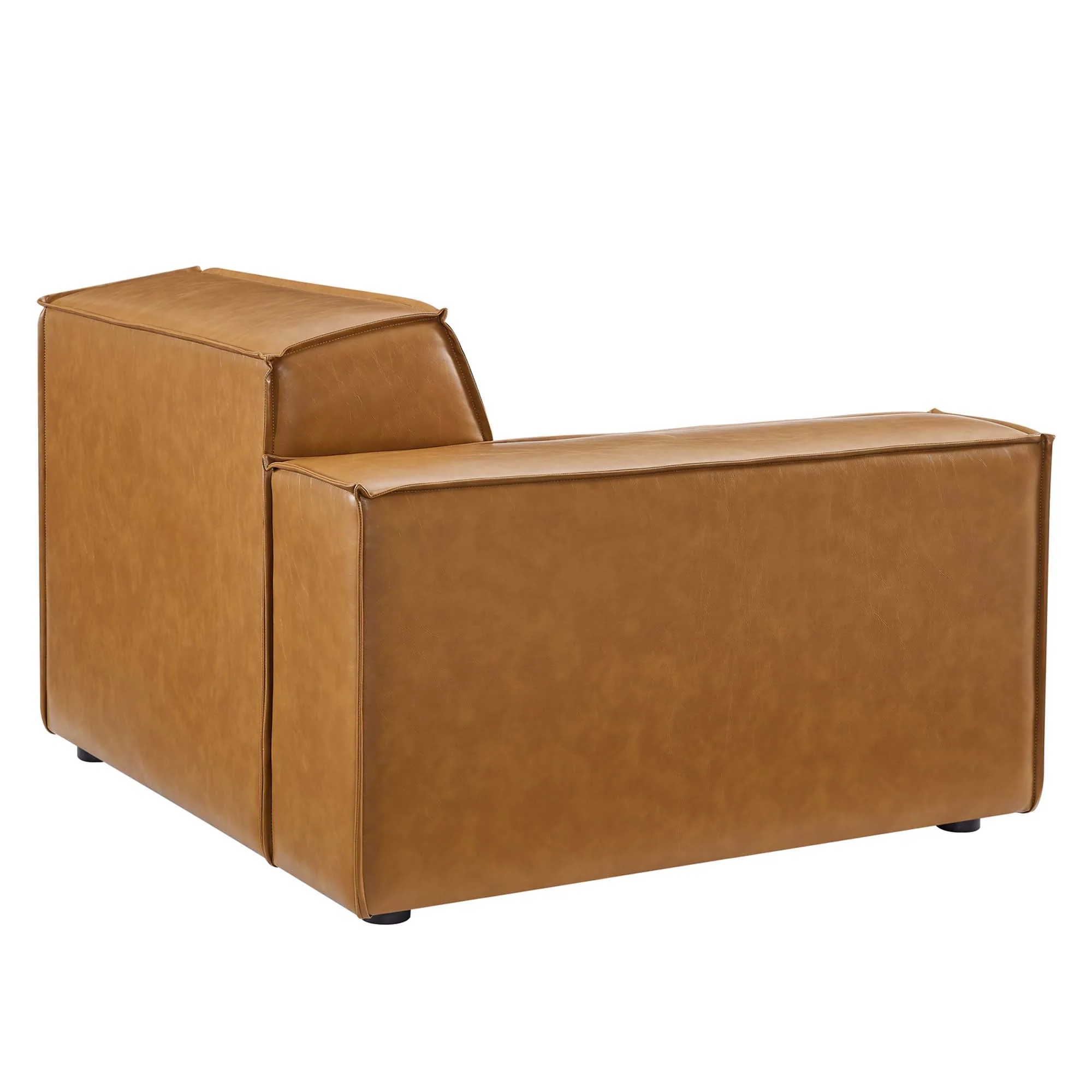 5-Piece Vegan Leather French Piping Sectional Sofa 168 Inch in Tan - Image 9