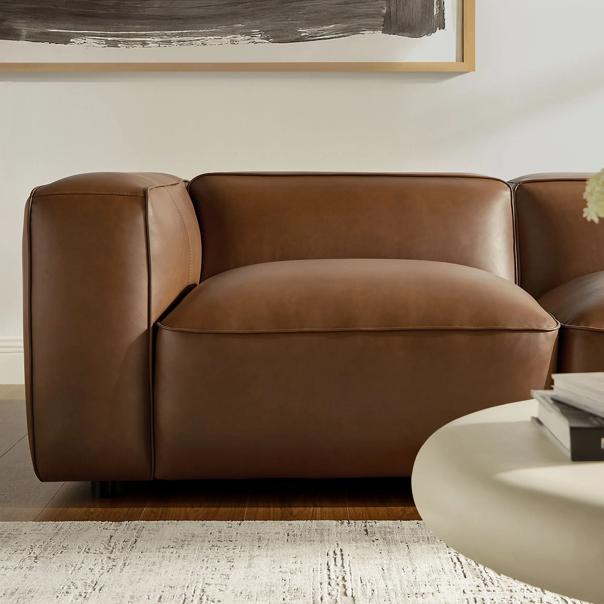 5-Piece Vegan Leather Modular L-Shaped Sectional Sofa 130 Inch - Image 16