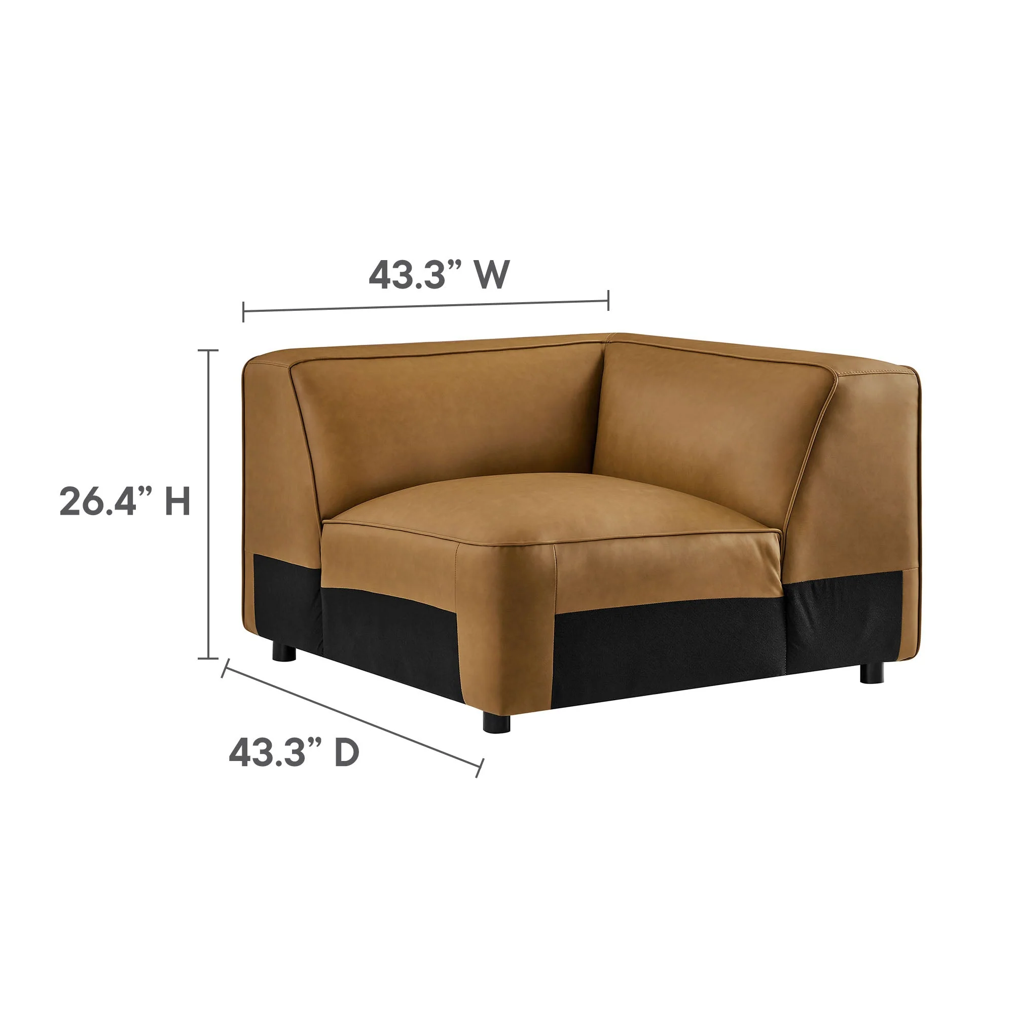 5-Piece Vegan Leather Modular L-Shaped Sectional Sofa 130 Inch - Image 3