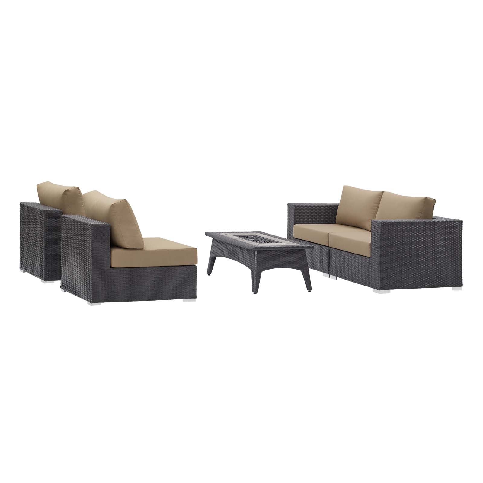5-Piece Wicker Outdoor Patio Seating Set with Fire Pit for Garden, Deck and Backyard - Image 23