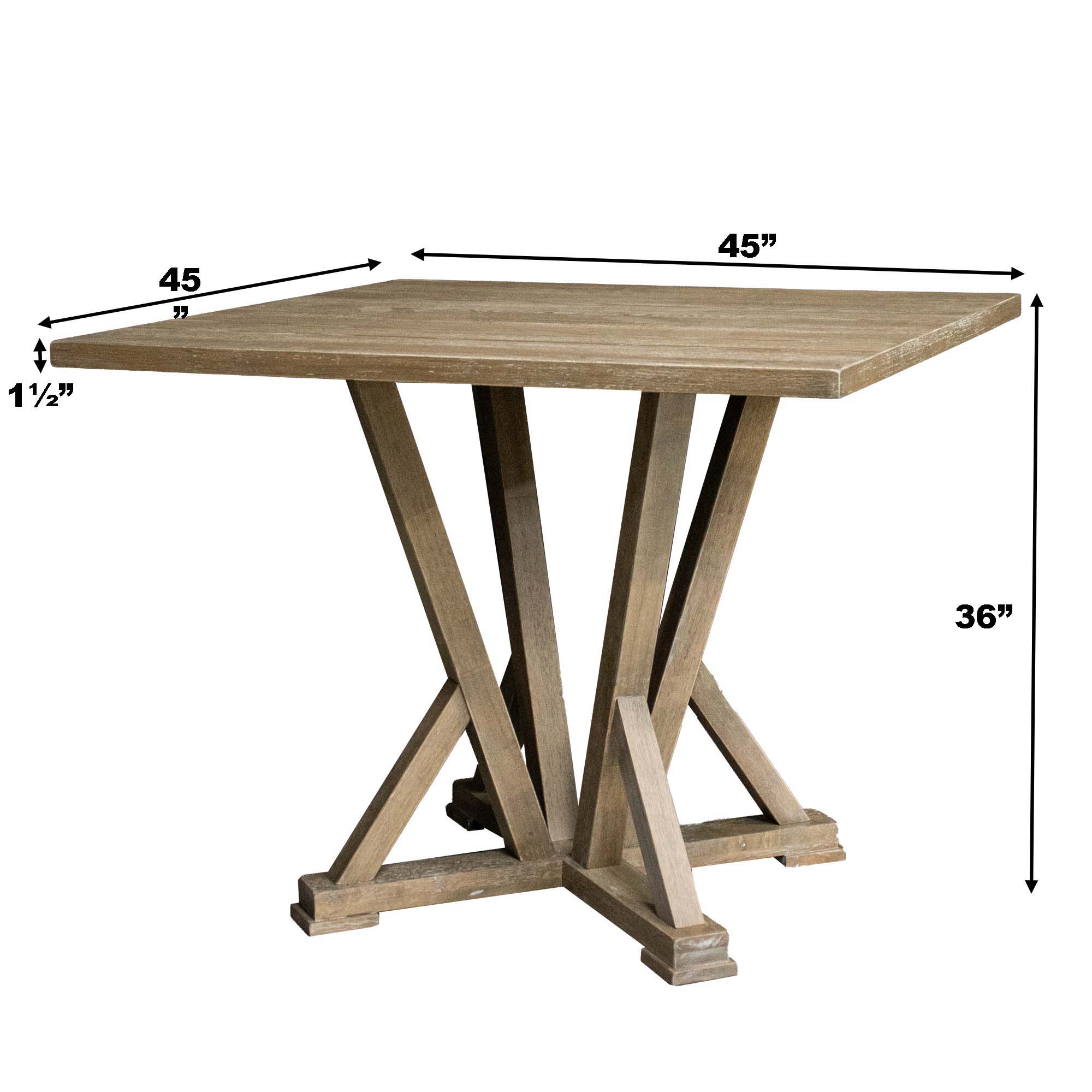 5 Pieces Set Counter Table Set Square Counter Table Solid Wood Modern Farmhouse Rustic Look Distressed Look - Grayish Brown - Image 9
