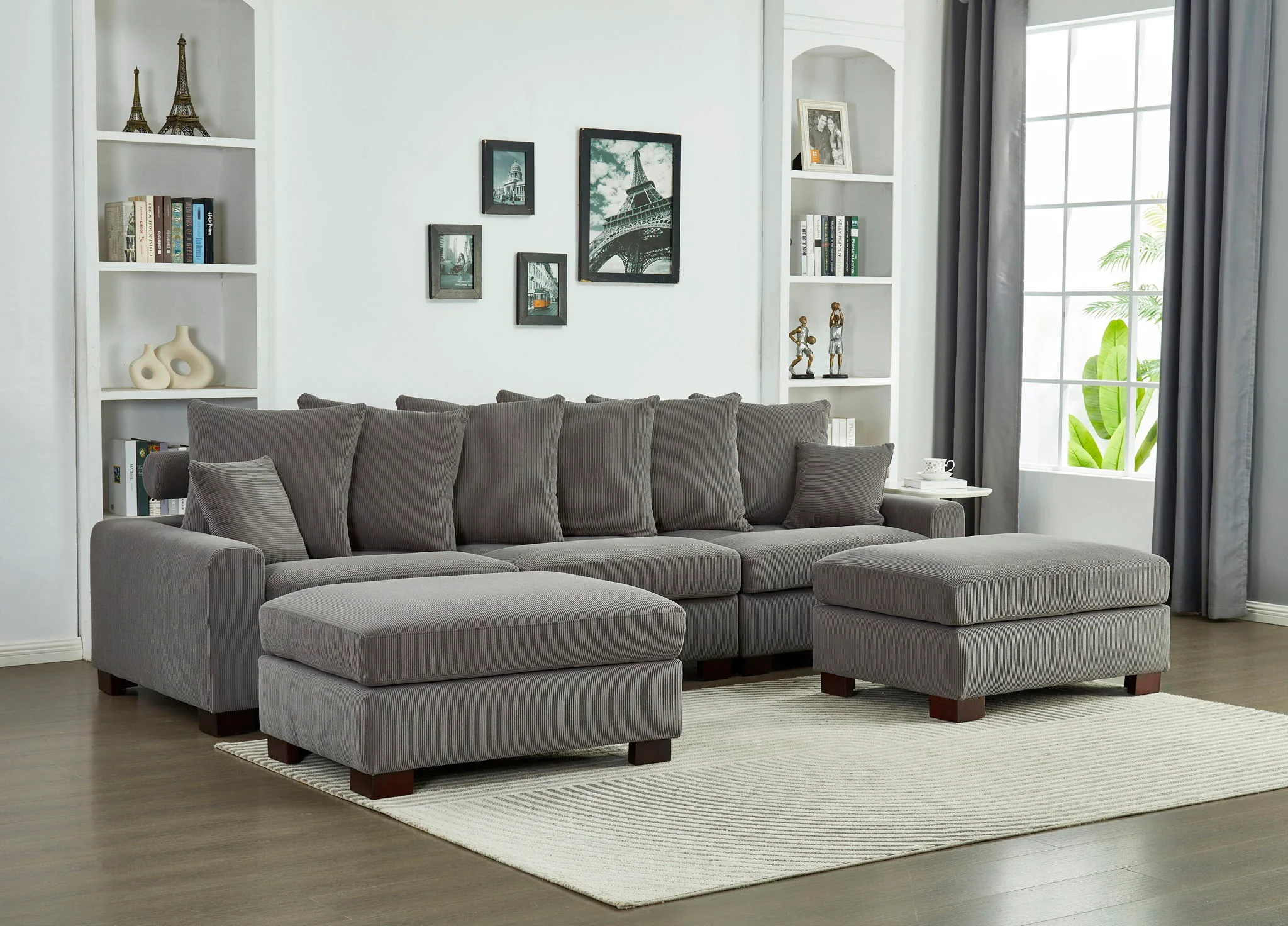 5 Seater Oversized Convertible L & U Shaped Couch - Image 16
