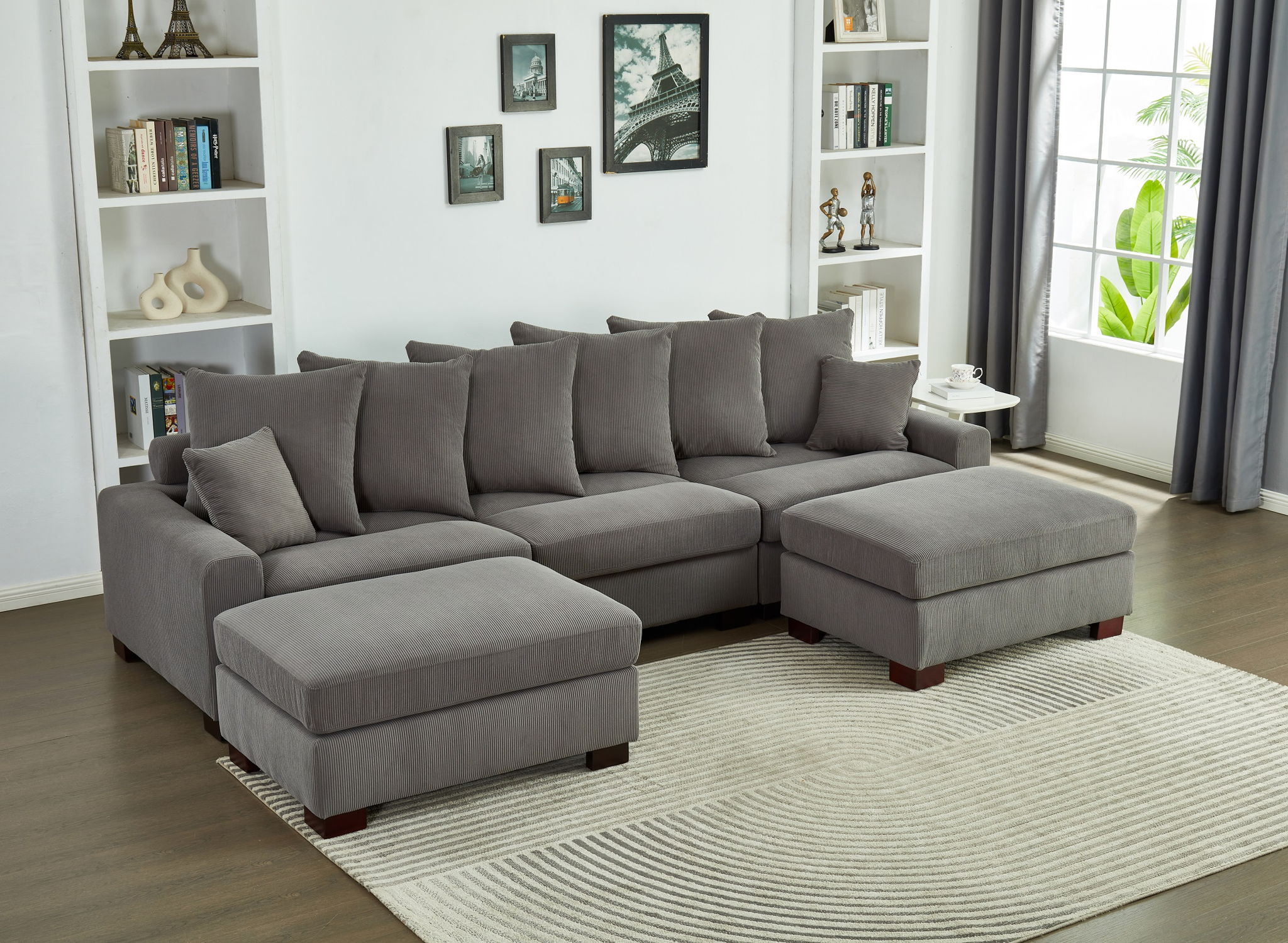 5 Seater Oversized Convertible L & U Shaped Couch - Image 17