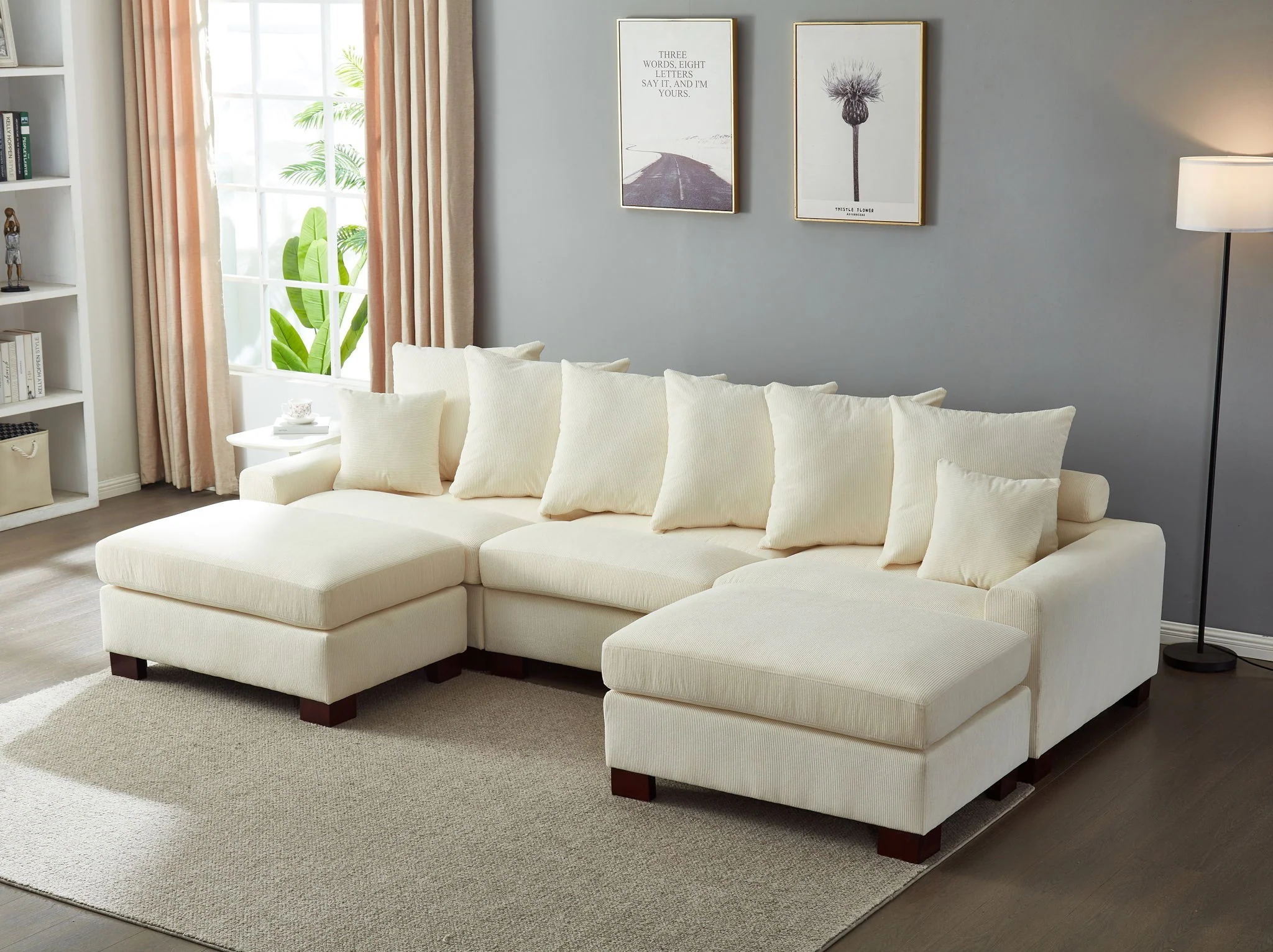 5 Seater Oversized Convertible L & U Shaped Couch - Image 4