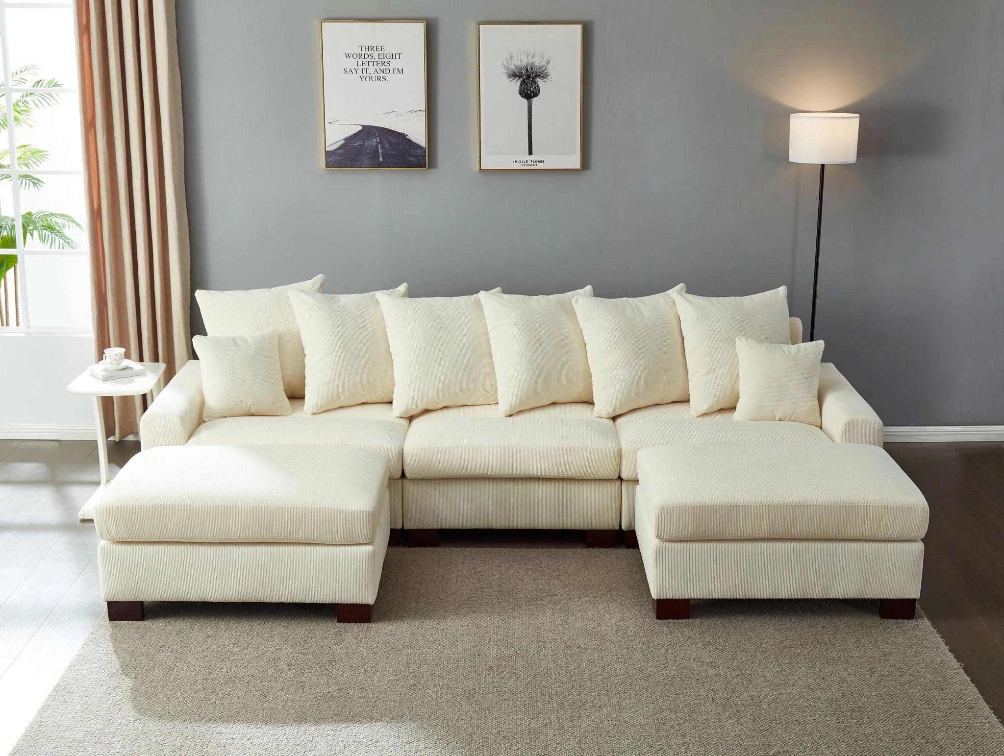 5 Seater Oversized Convertible L & U Shaped Couch - Image 9