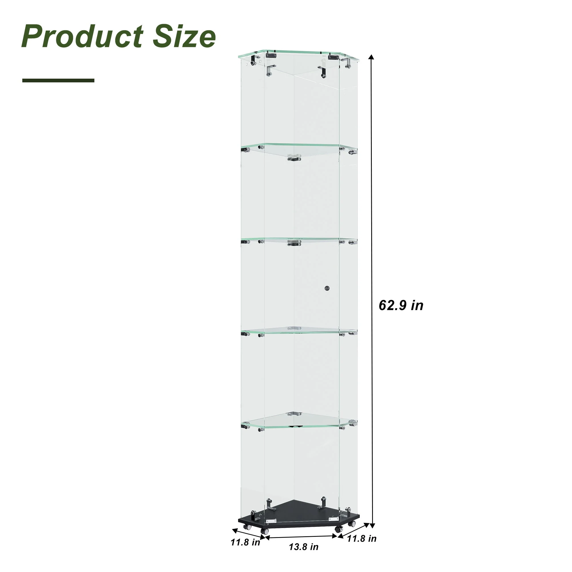 5 Tier Diamond Glass Display Case With 5 Dynamic LED Modes - Black - Image 7