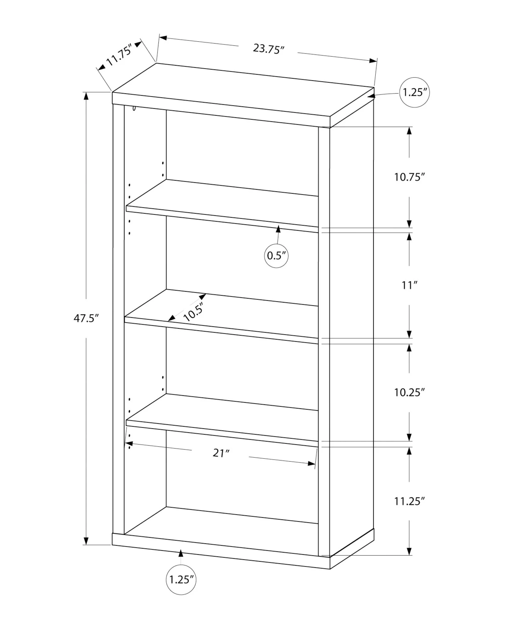 5 Tier For Office Bookshelf, Bookcase, Etagere, Contemporary & Modern - Image 17
