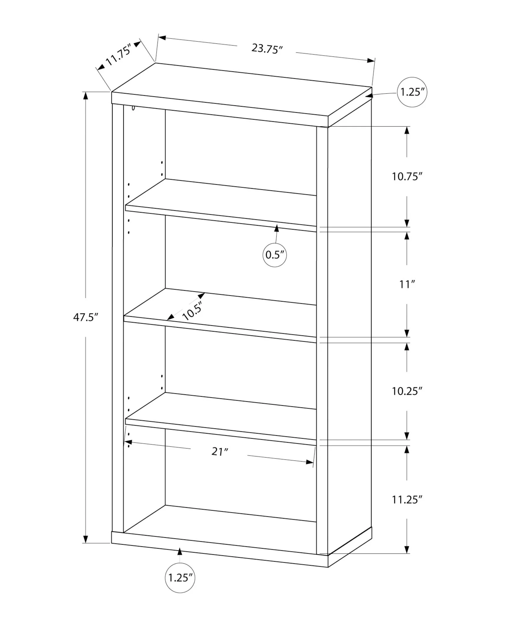 5 Tier For Office Bookshelf, Bookcase, Etagere, Contemporary & Modern - Image 32