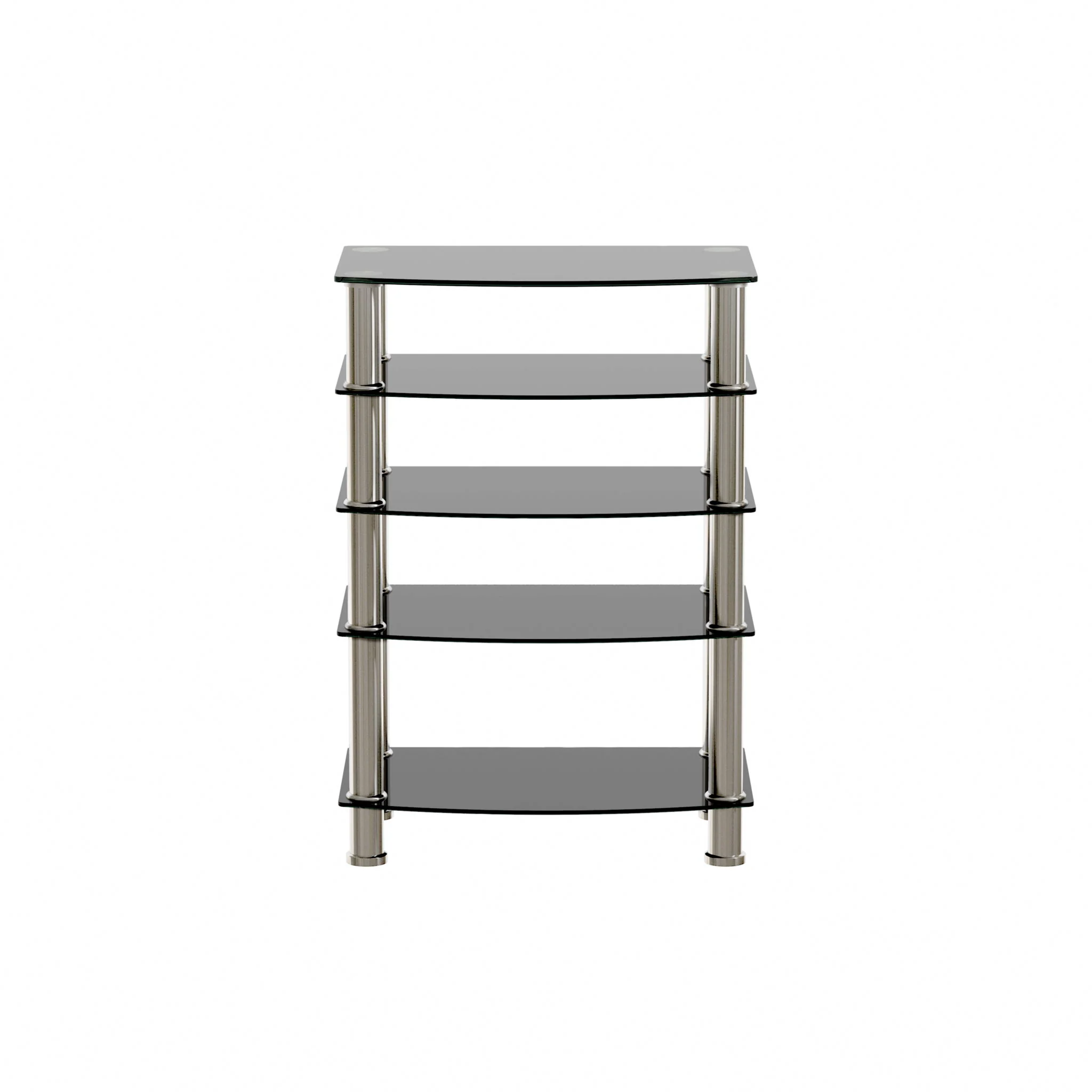 5 Tier Tempered Glass Side Table, Stainless Steel Frame End Table For Living Room, Bedroom - Black - Image 2