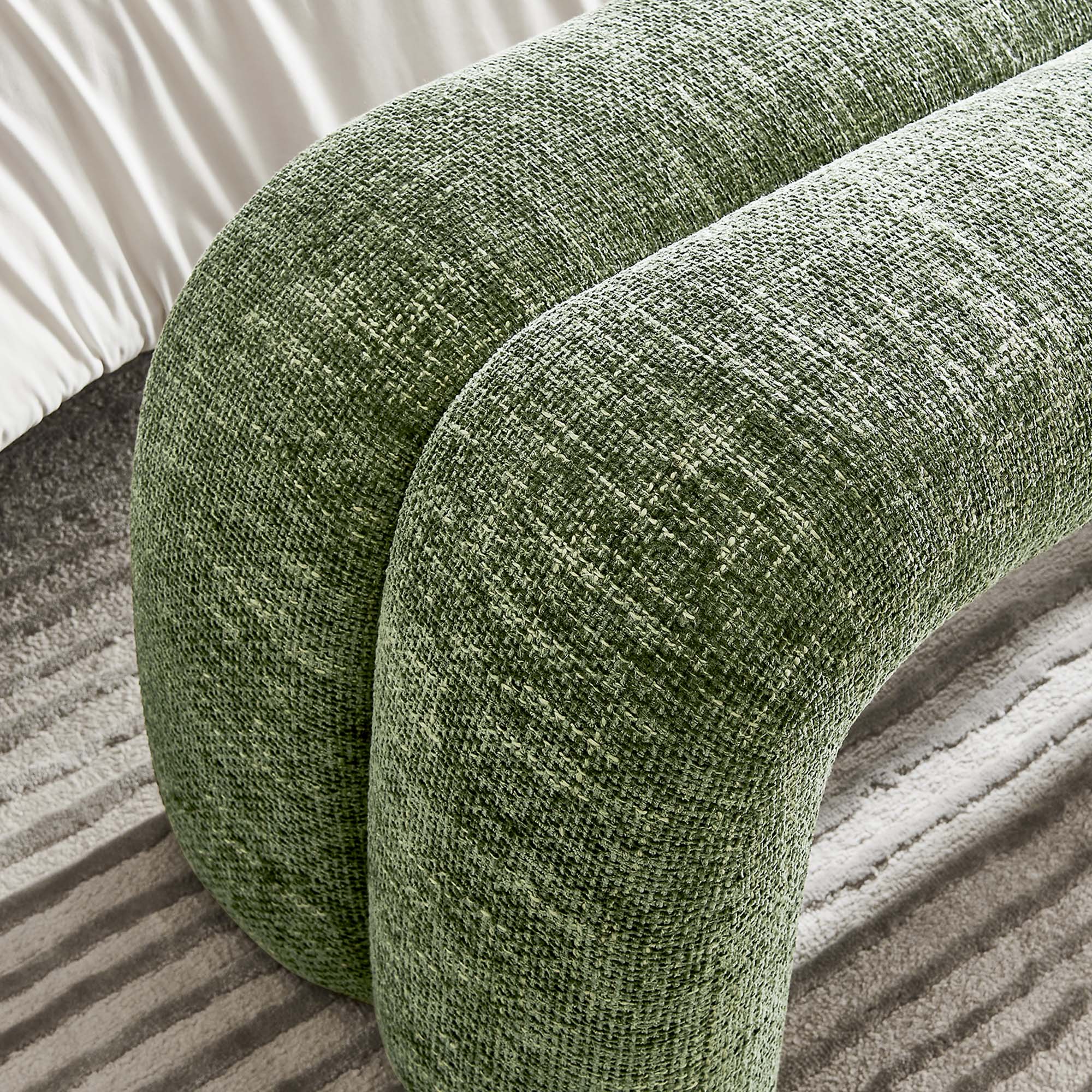 51 Inch Chenille Upholstered Accent Bench with Rounded Corners and Channel Seam - Image 11