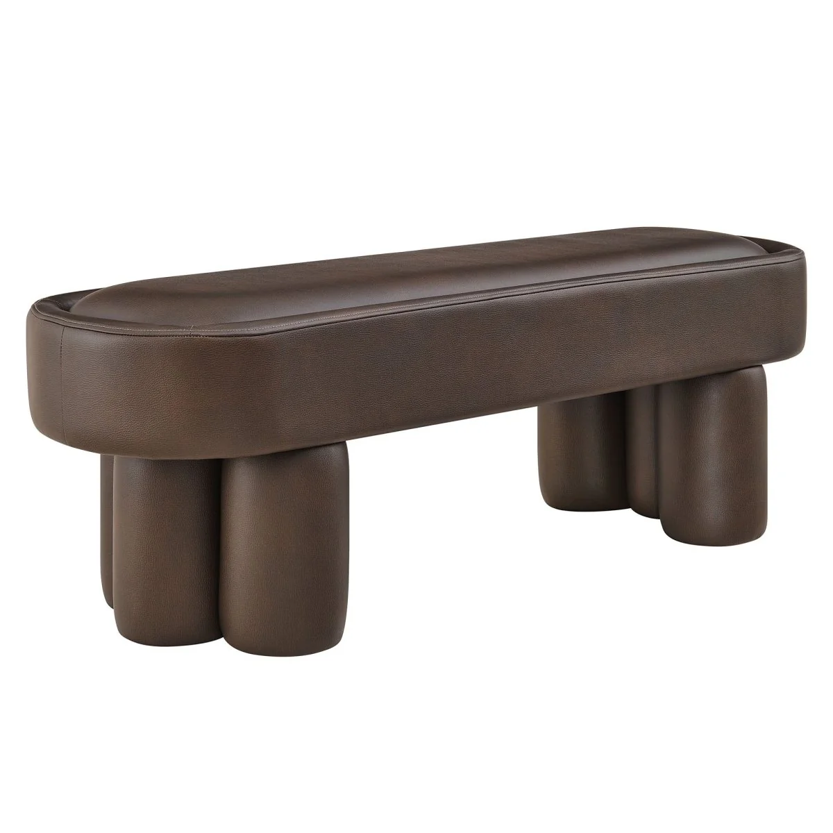52 Inch Oval Vegan Leather Accent Bench with Sculptural Clover-Base Legs - Image 8