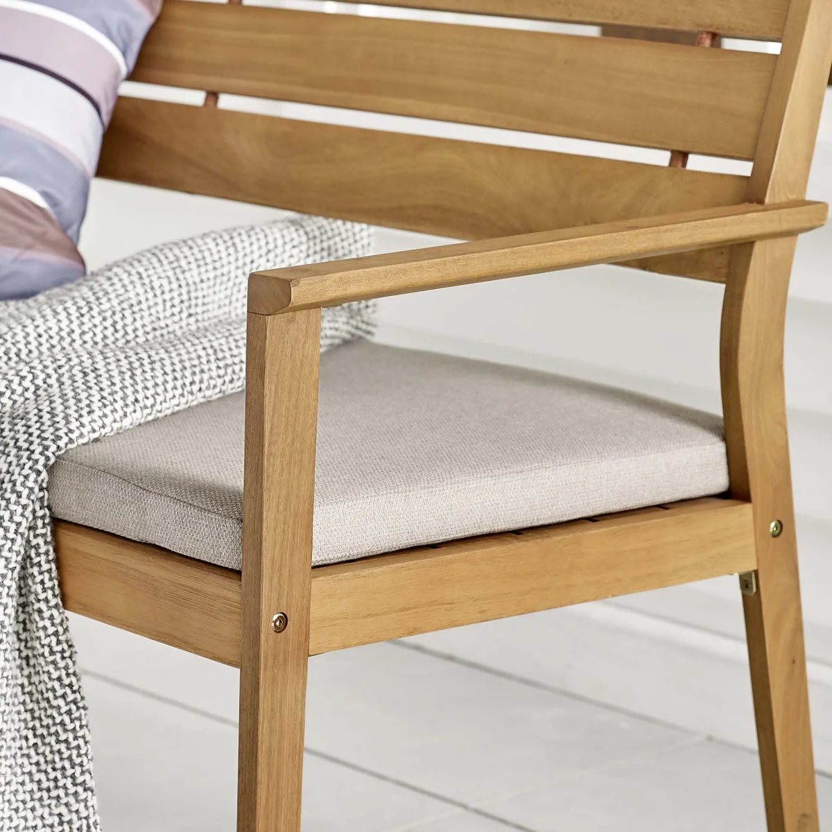 53" Natural Taupe Outdoor Patio Loveseat – FSC Ash Wood - Image 3
